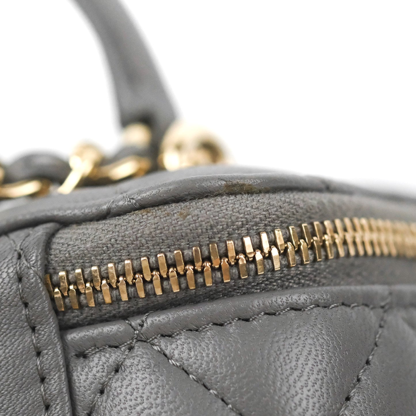 Chanel Vanity Rectangular Top Handle Dark Grey Lambskin Gold Hardware