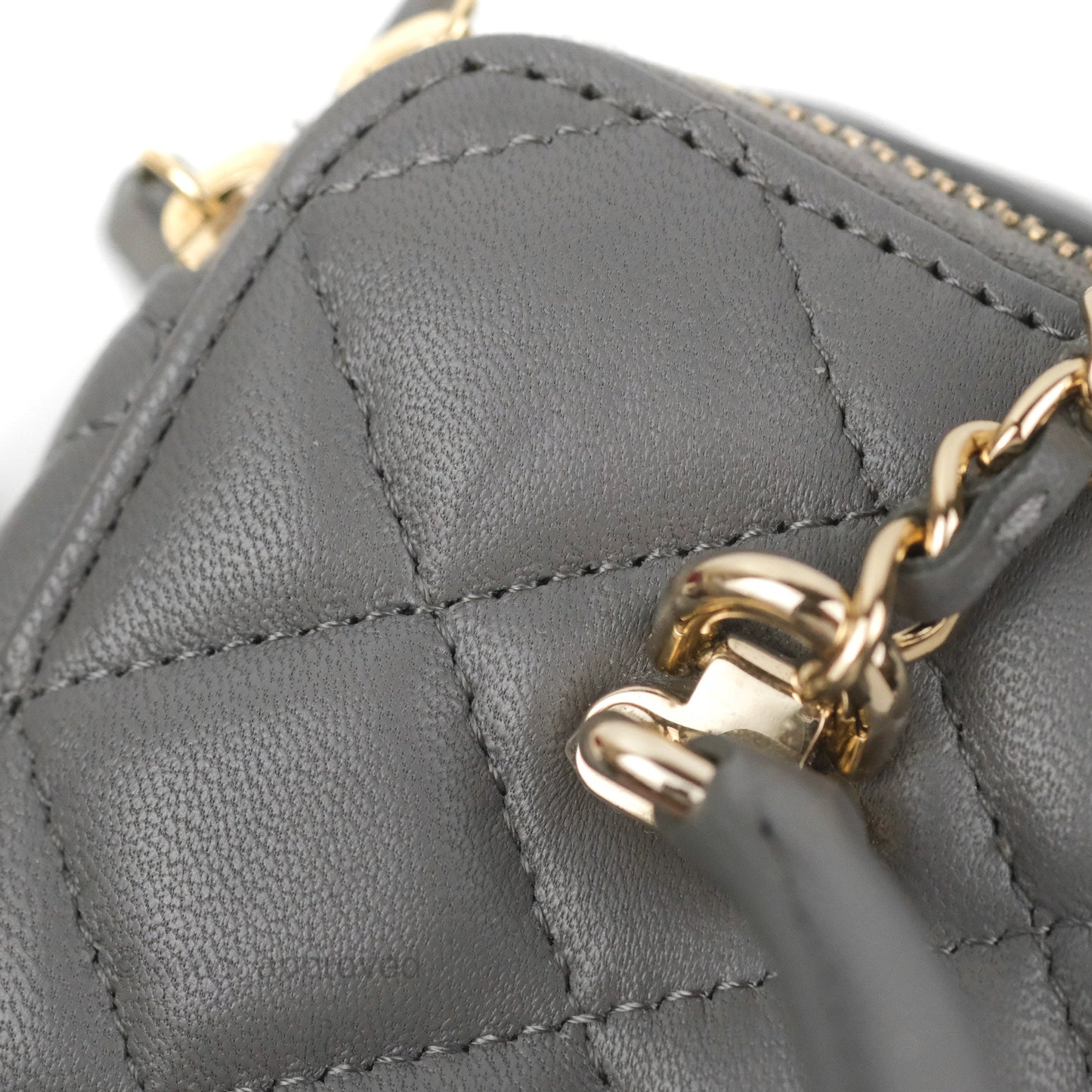 Chanel Vanity Rectangular Top Handle Dark Grey Lambskin Gold Hardware