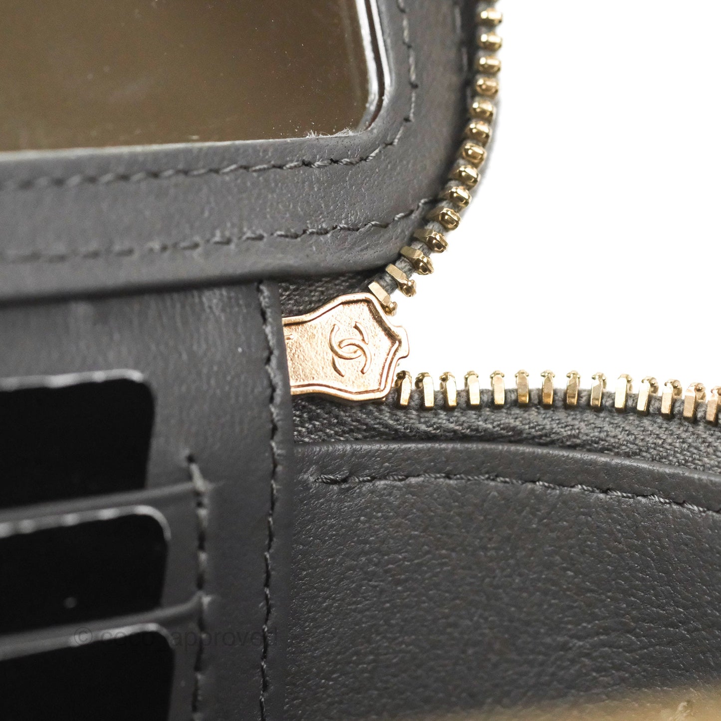 Chanel Vanity Rectangular Top Handle Dark Grey Lambskin Gold Hardware