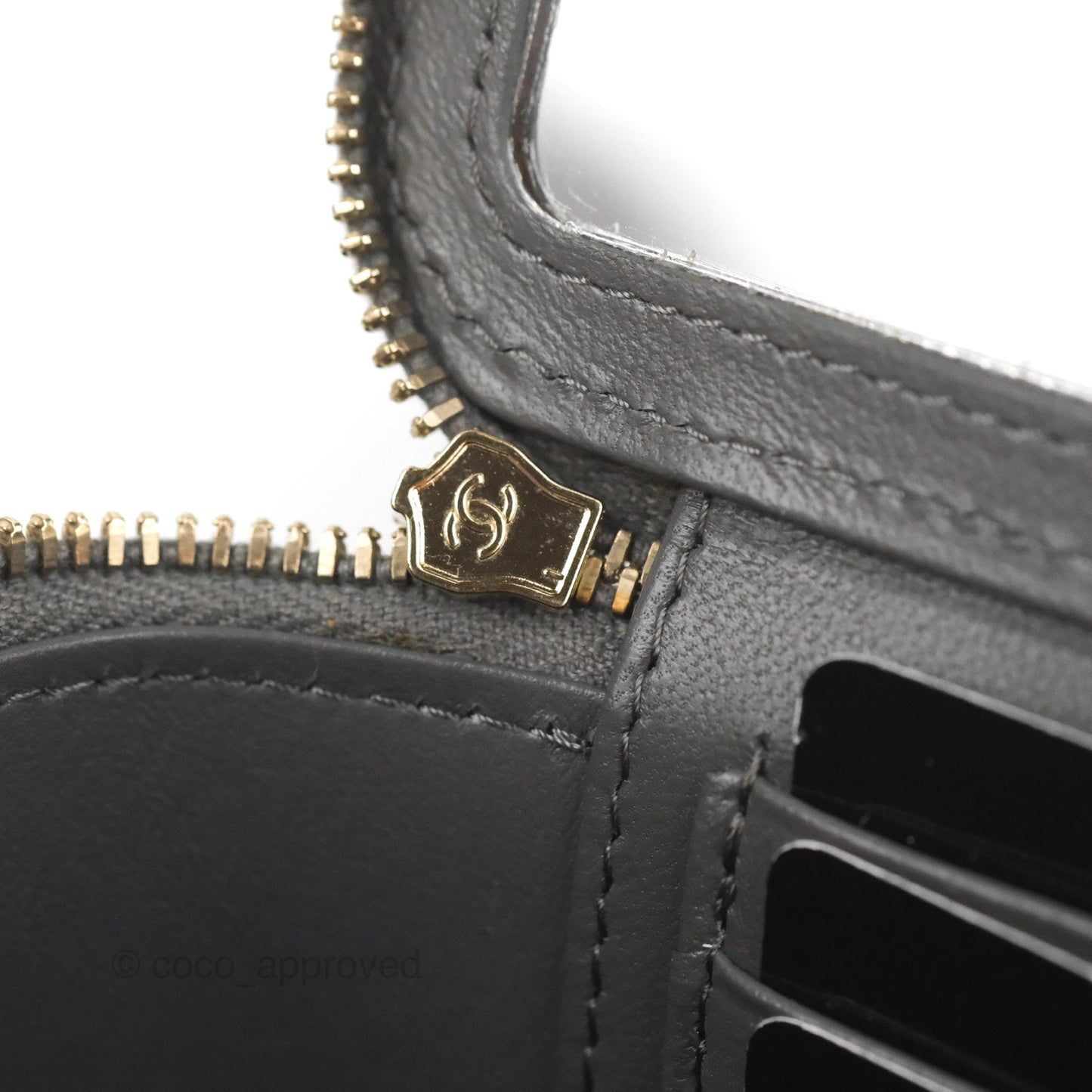 Chanel Vanity Rectangular Top Handle Dark Grey Lambskin Gold Hardware