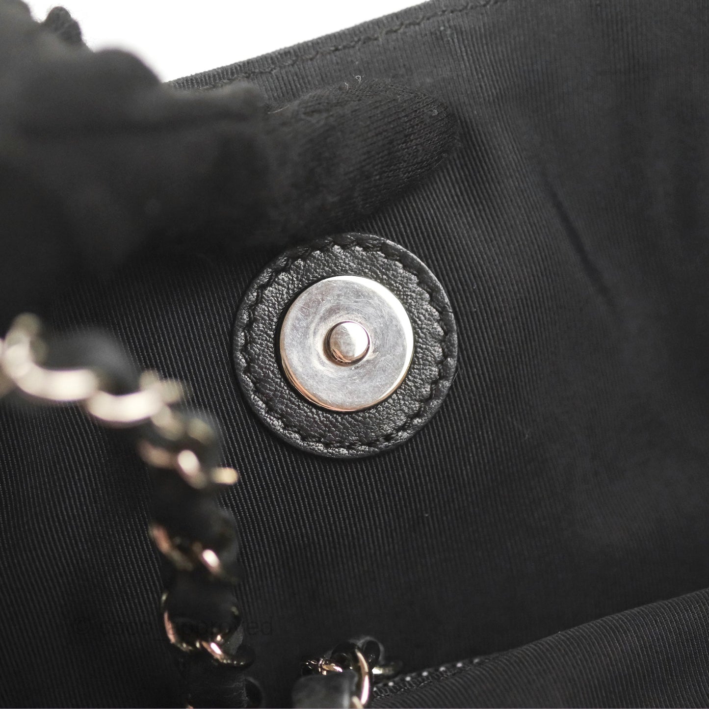 Chanel Vinyl CC Tote Black Canvas/Glitter Leather Silver Hardware