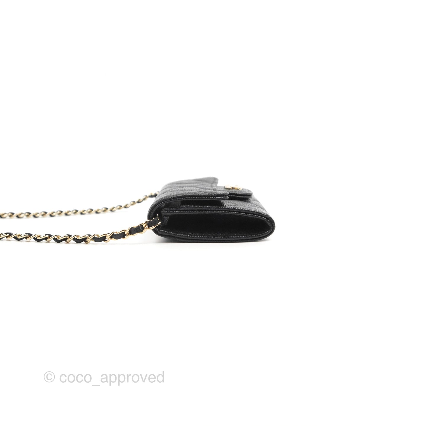 Chanel Card Holder Belt Bag Black Caviar Gold Hardware 21P