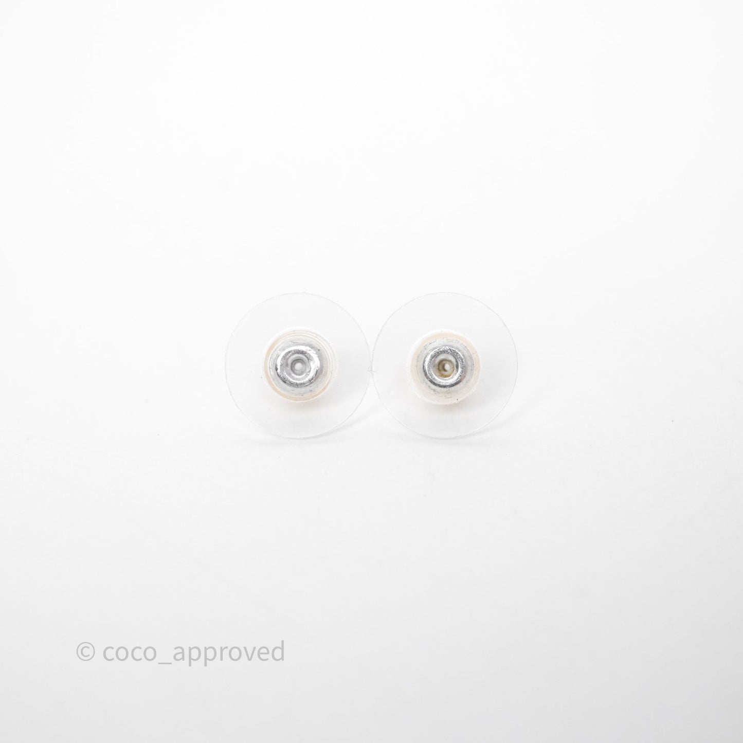 Chanel CC Pearl Crystal Round Earrings Gold Tone 20P