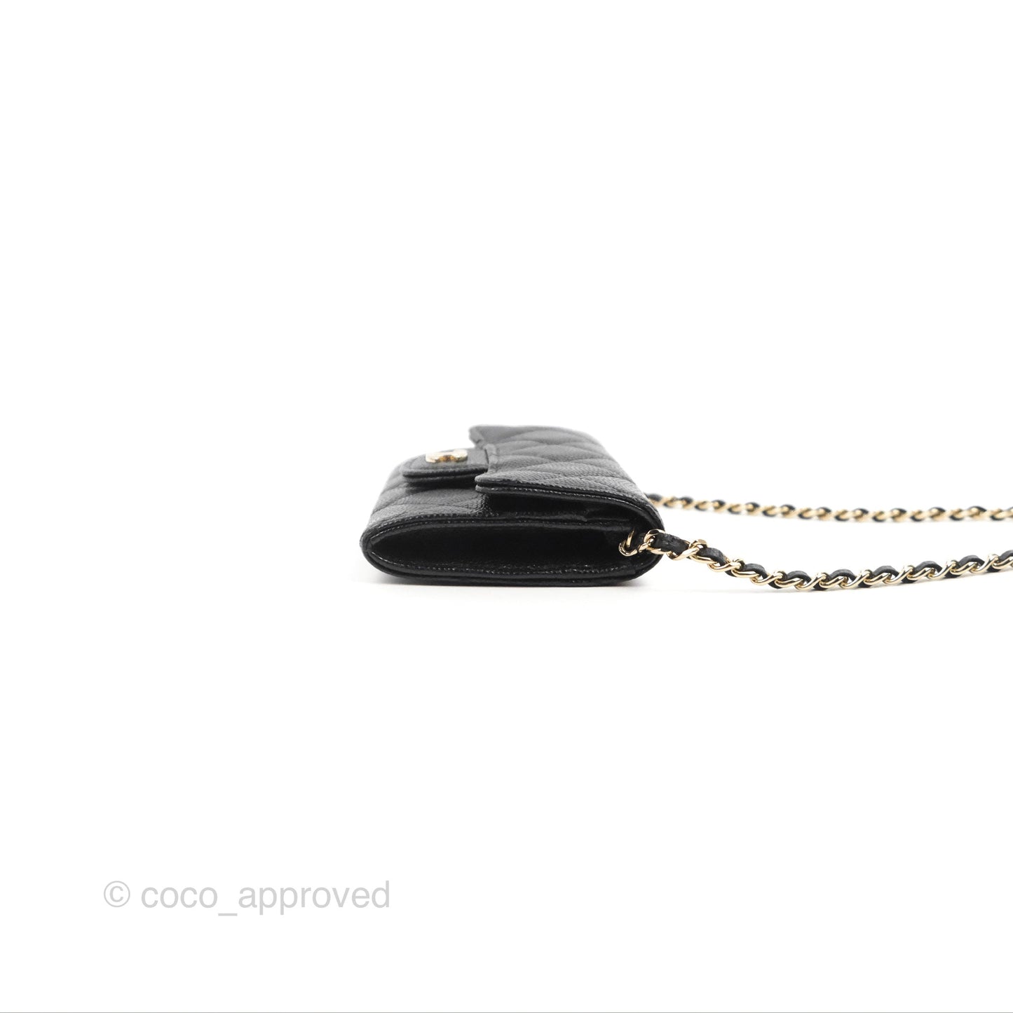 Chanel Card Holder Belt Bag Black Caviar Gold Hardware 21P