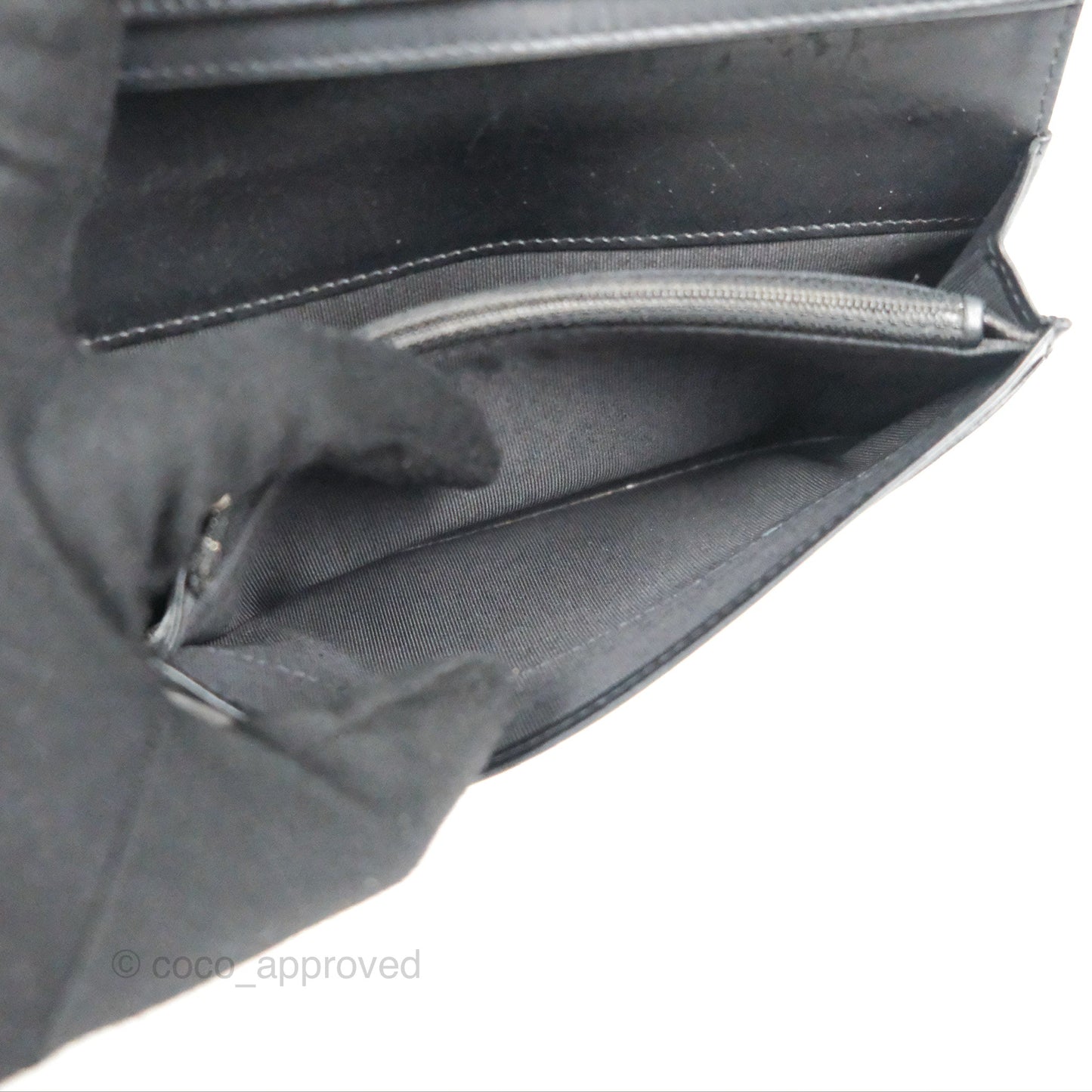 Chanel Quilted Long Wallet Black Caviar Silver Hardware