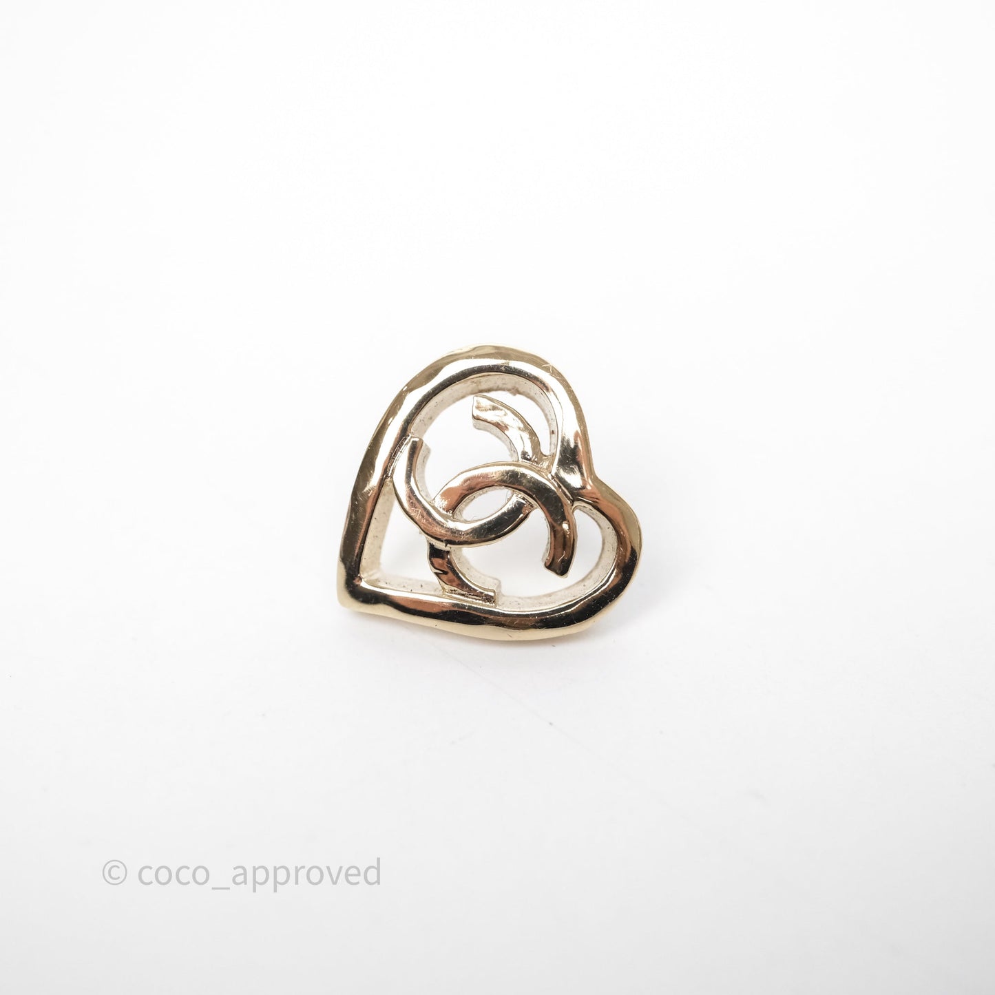 Chanel CC Heart Earrings Gold Tone 22P