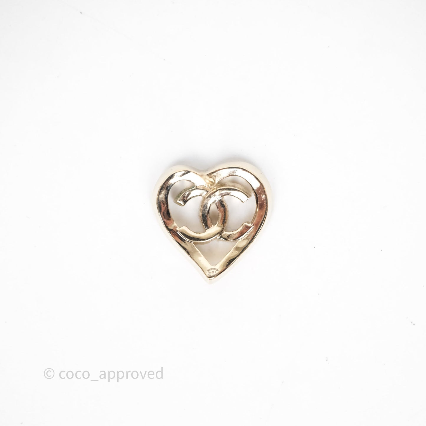 Chanel CC Heart Earrings Gold Tone 22P