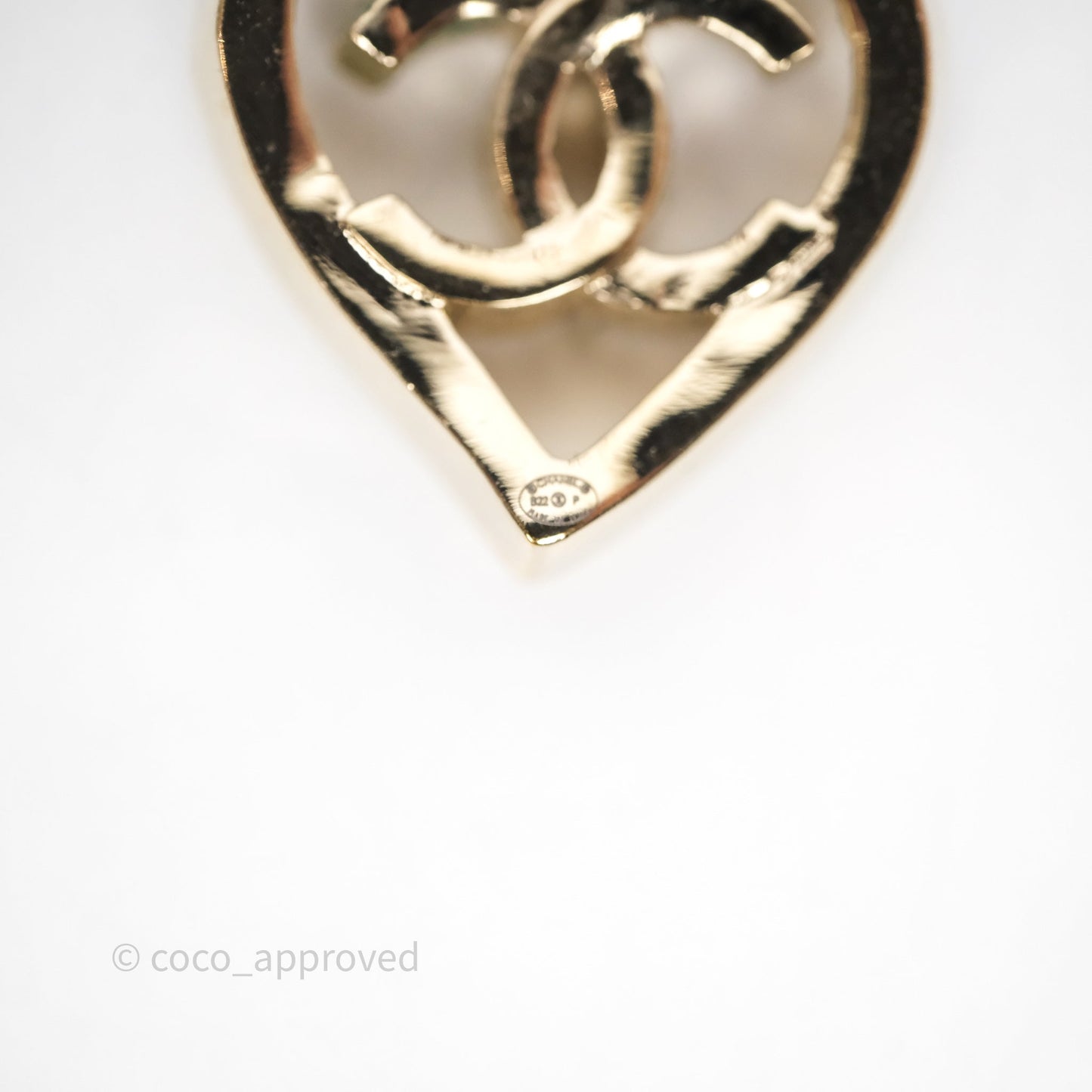 Chanel CC Heart Earrings Gold Tone 22P