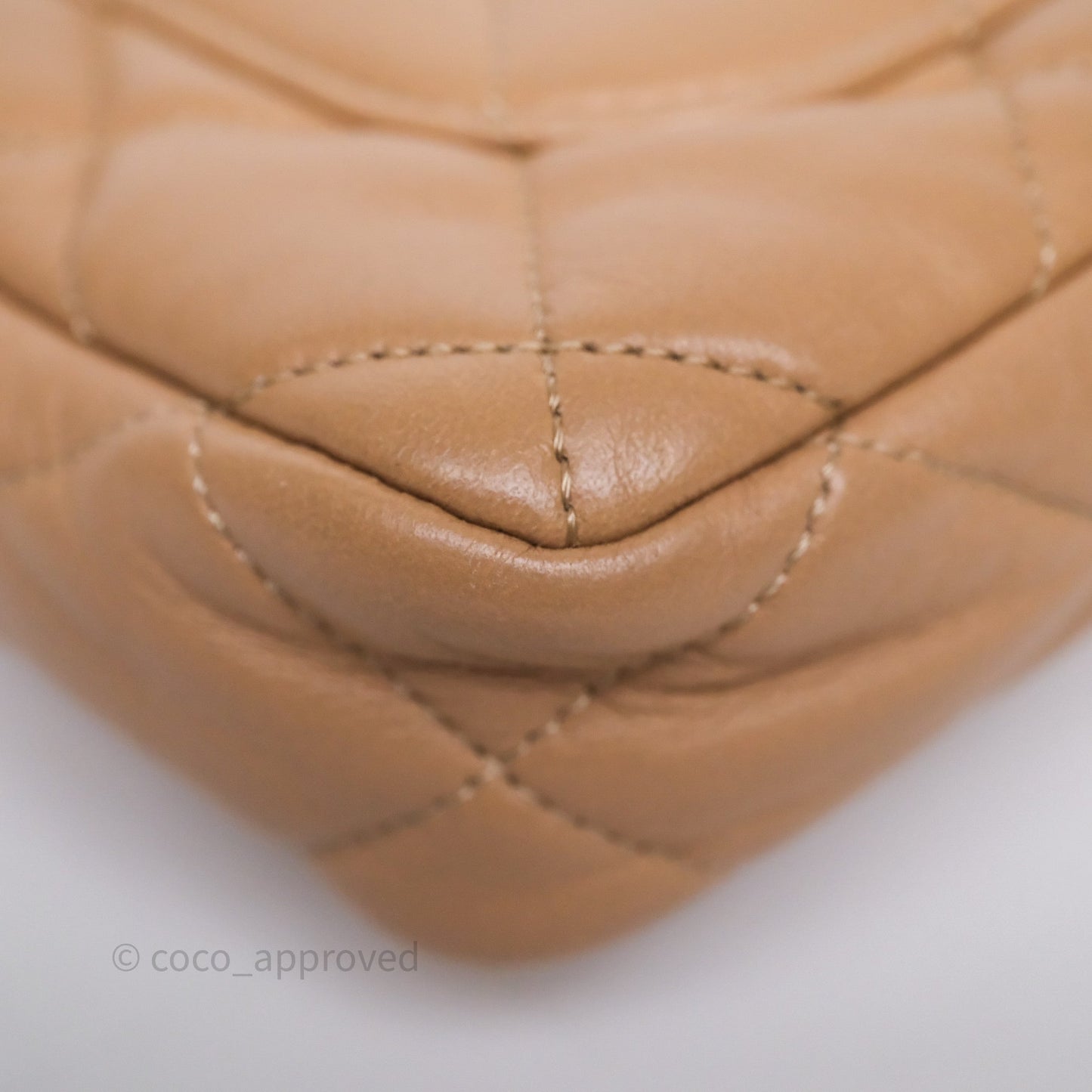Chanel Small Chunky Chain Flap Bag Lambskin Beige Aged Gold Hardware 22S