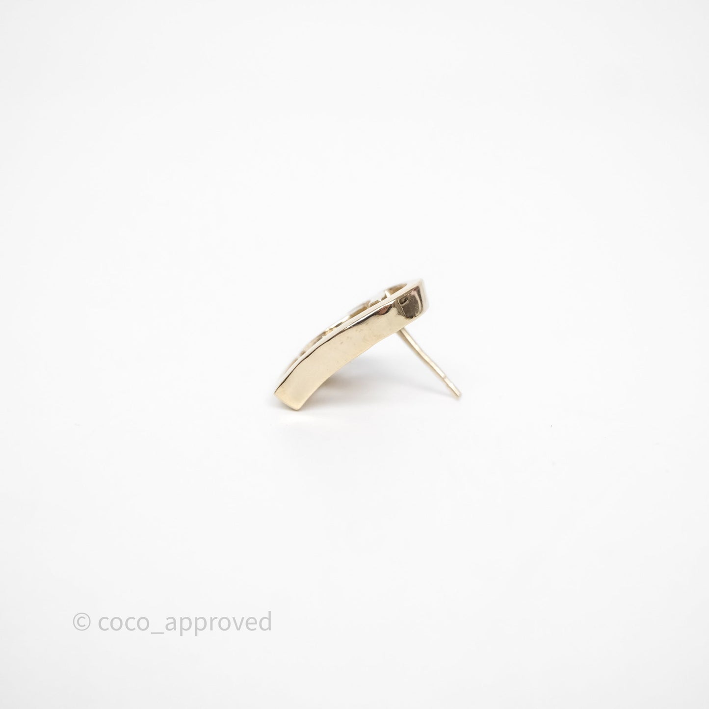 Chanel CC Heart Earrings Gold Tone 22P
