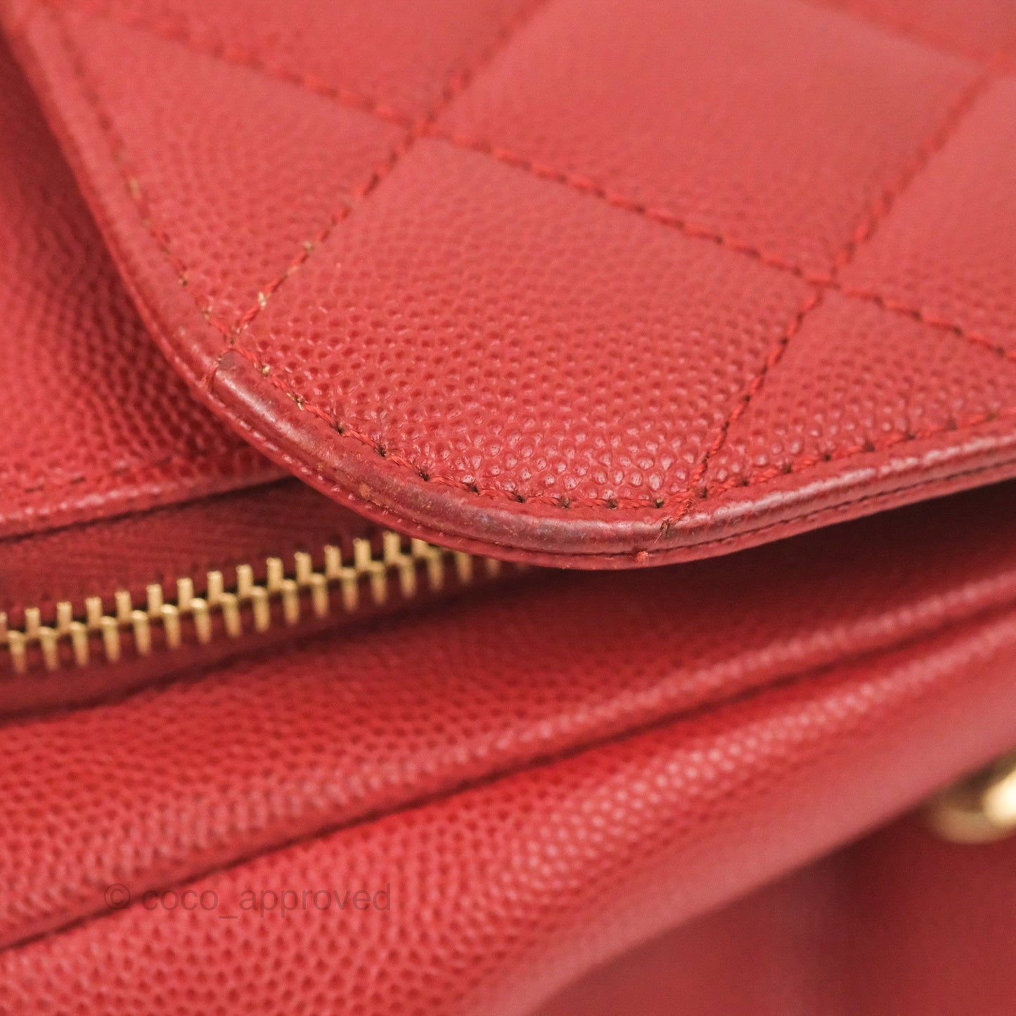 Chanel Quilted Small Business Affinity Flap Red Caviar Gold Hardware
