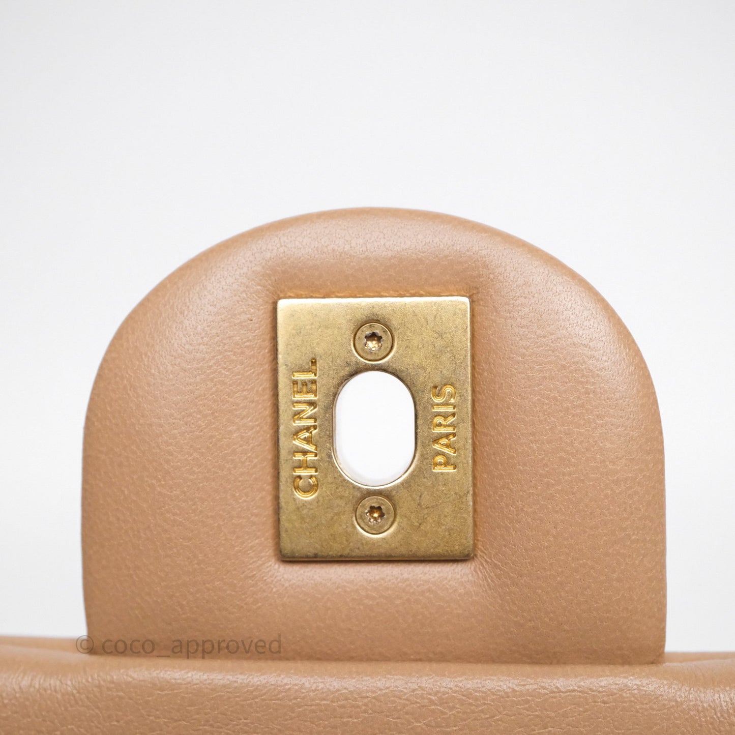 Chanel Small Chunky Chain Flap Bag Lambskin Beige Aged Gold Hardware 22S