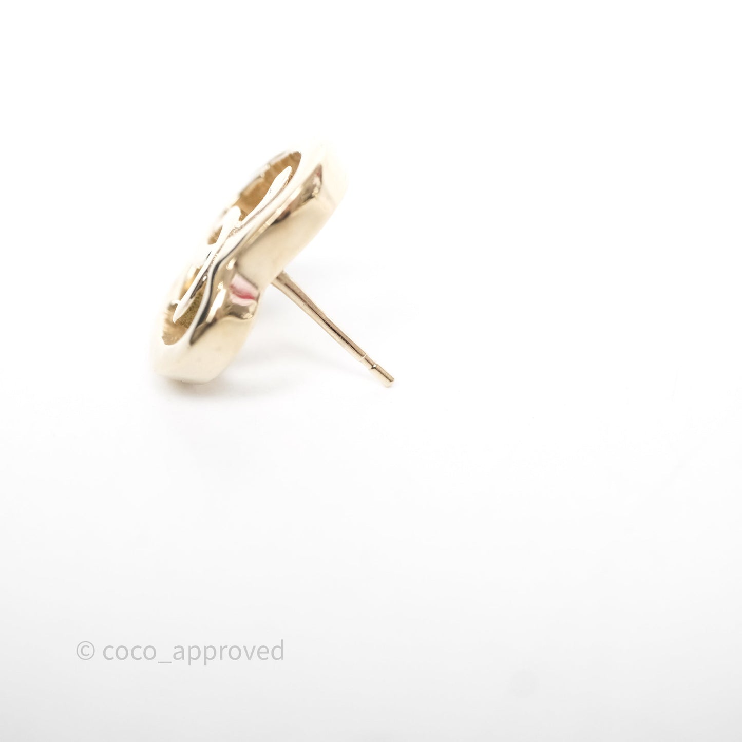 Chanel CC Heart Earrings Gold Tone 22P