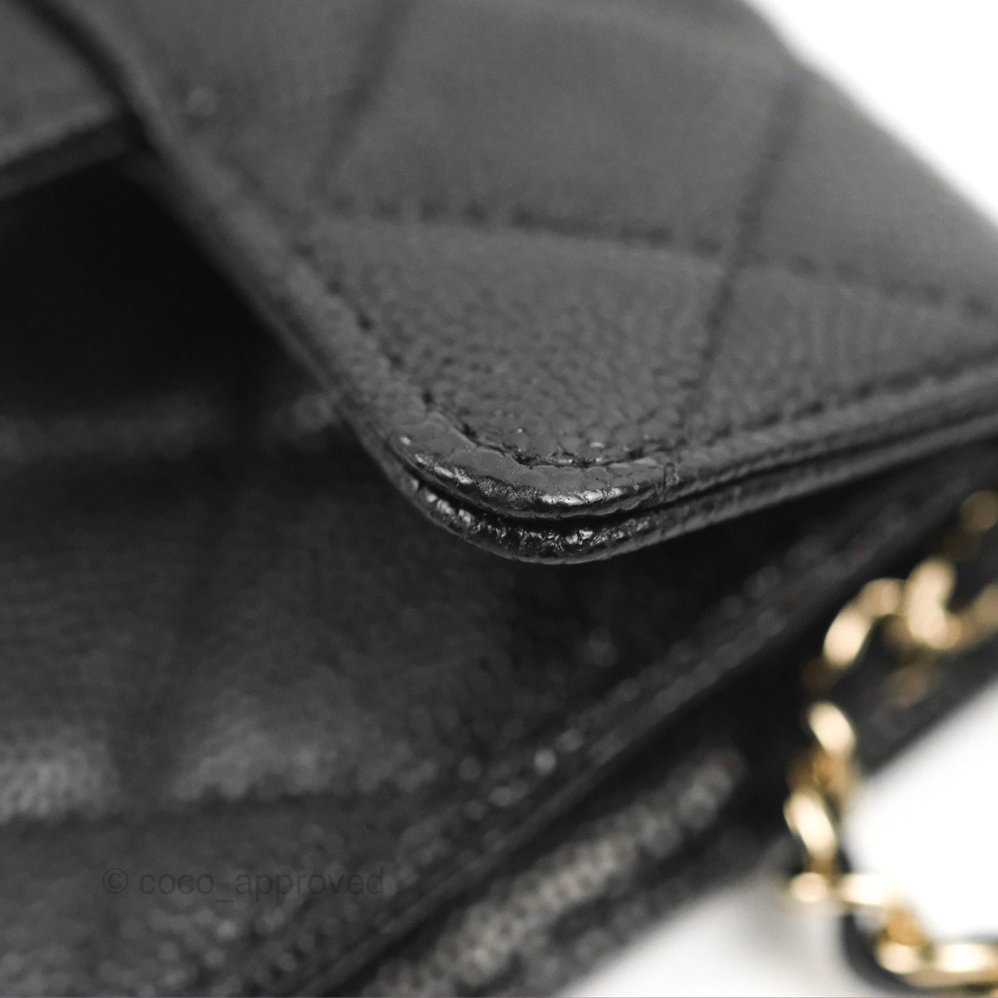 Chanel Card Holder Belt Bag Black Caviar Gold Hardware 21P