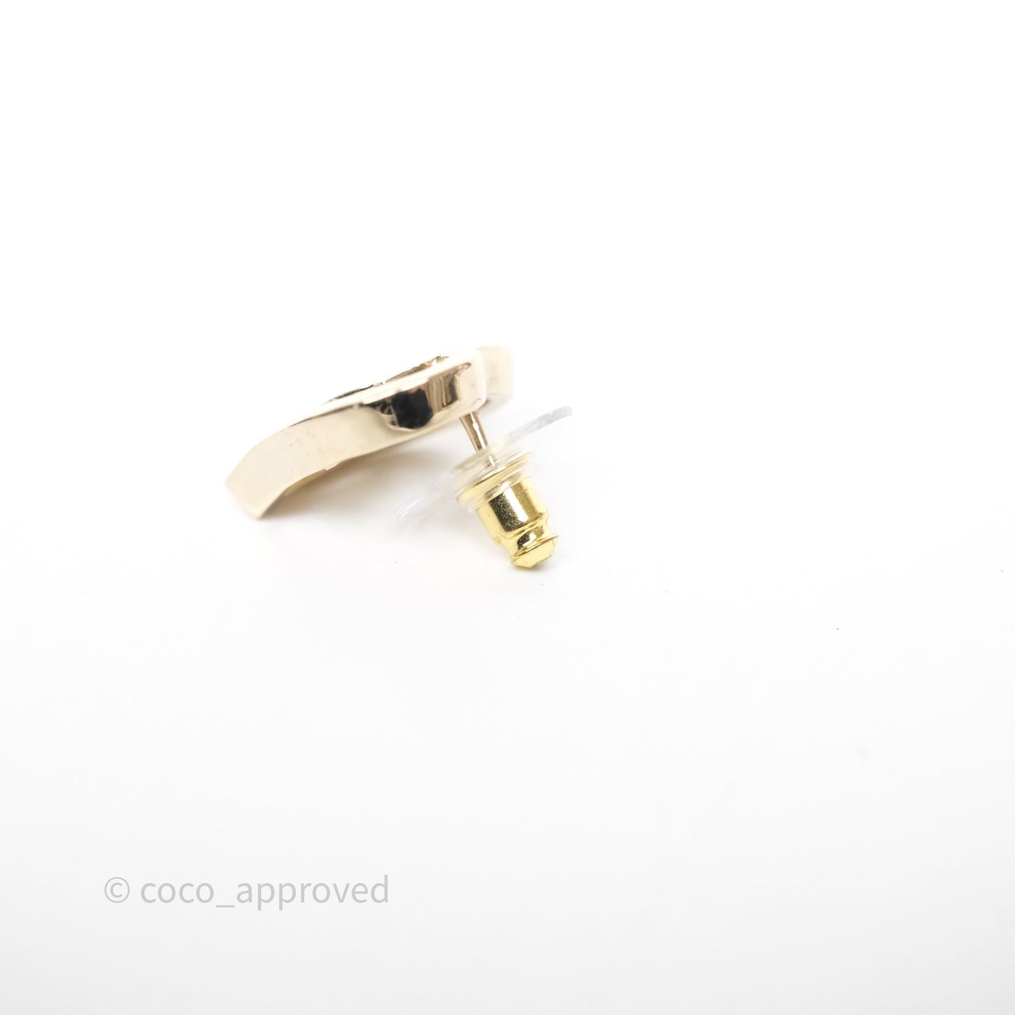 Chanel CC Heart Earrings Gold Tone 22P