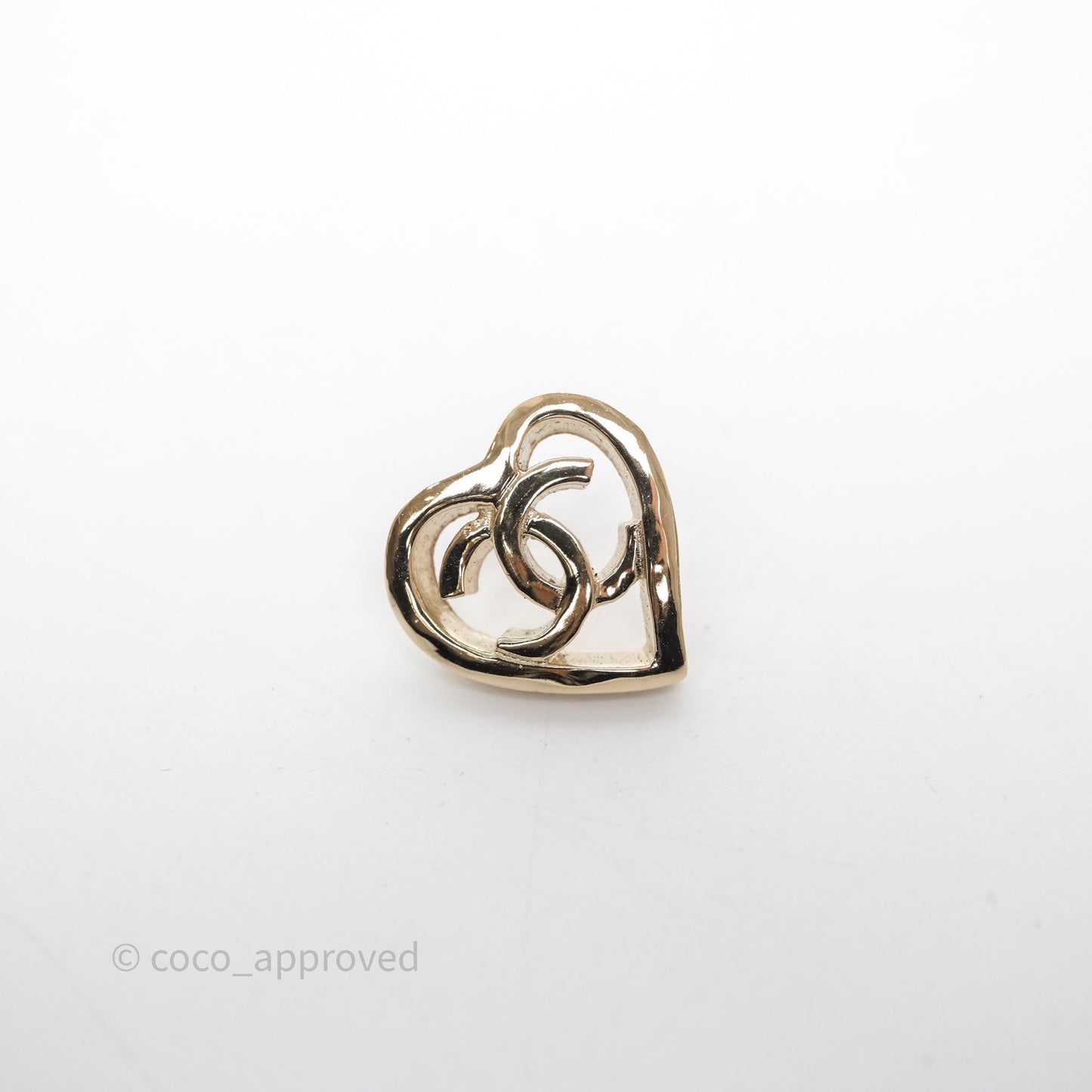 Chanel CC Heart Earrings Gold Tone 22P