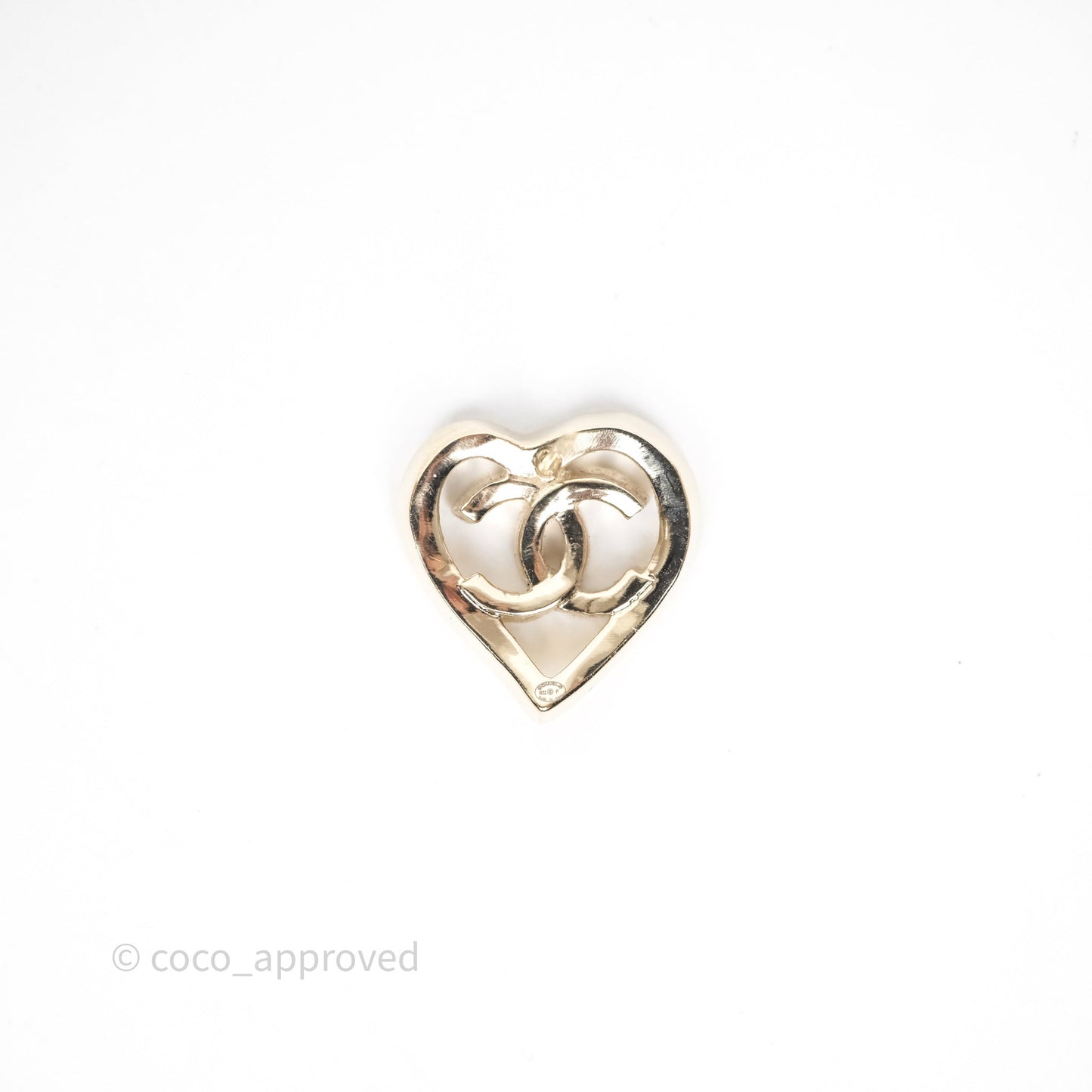 Chanel CC Heart Earrings Gold Tone 22P