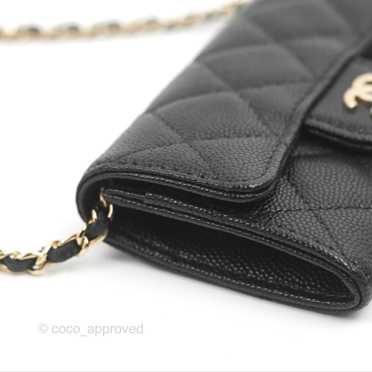 Chanel Card Holder Belt Bag Black Caviar Gold Hardware 21P
