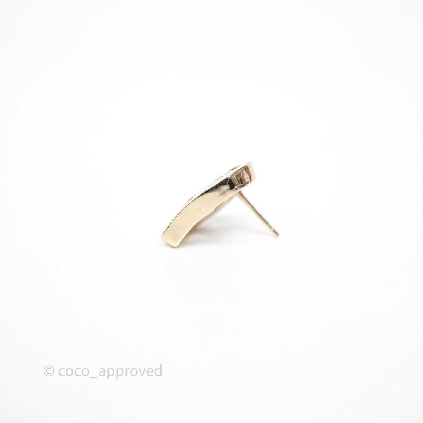 Chanel CC Heart Earrings Gold Tone 22P