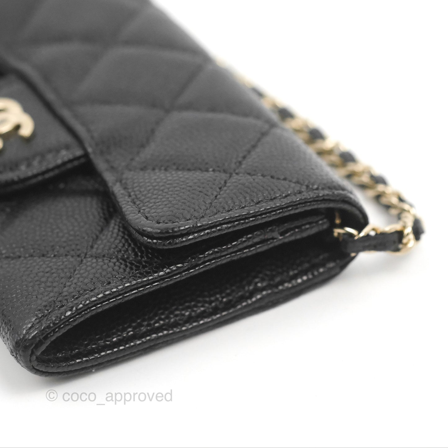 Chanel Card Holder Belt Bag Black Caviar Gold Hardware 21P