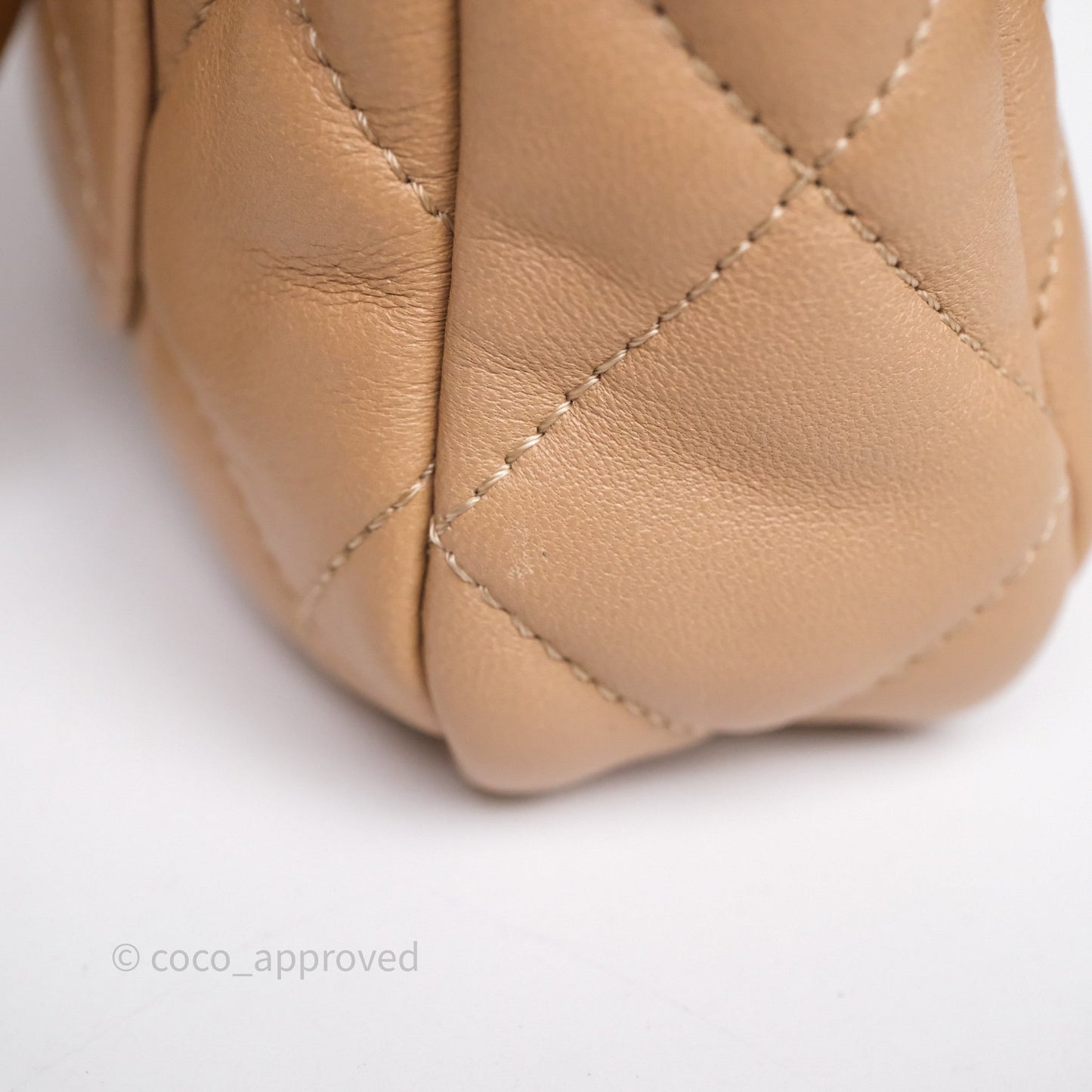 Chanel Small Chunky Chain Flap Bag Lambskin Beige Aged Gold Hardware 22S