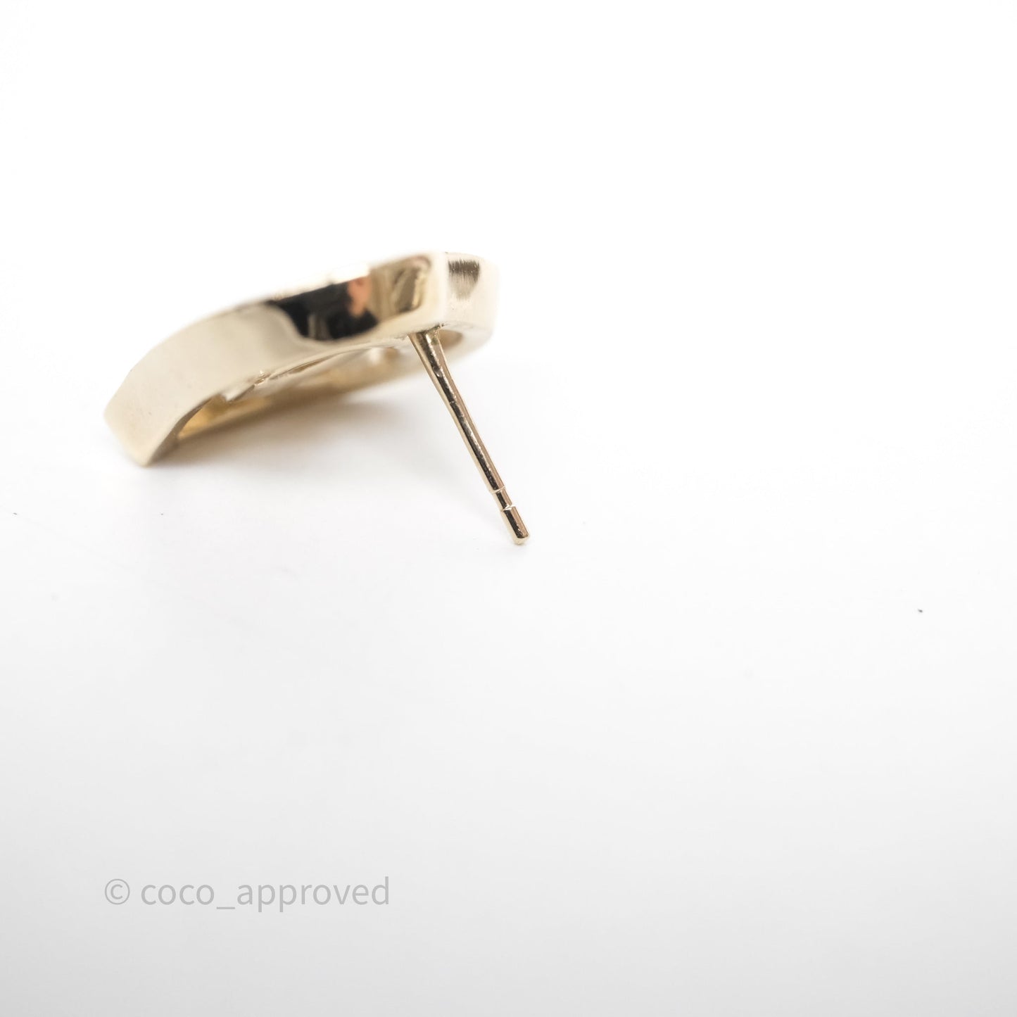 Chanel CC Heart Earrings Gold Tone 22P