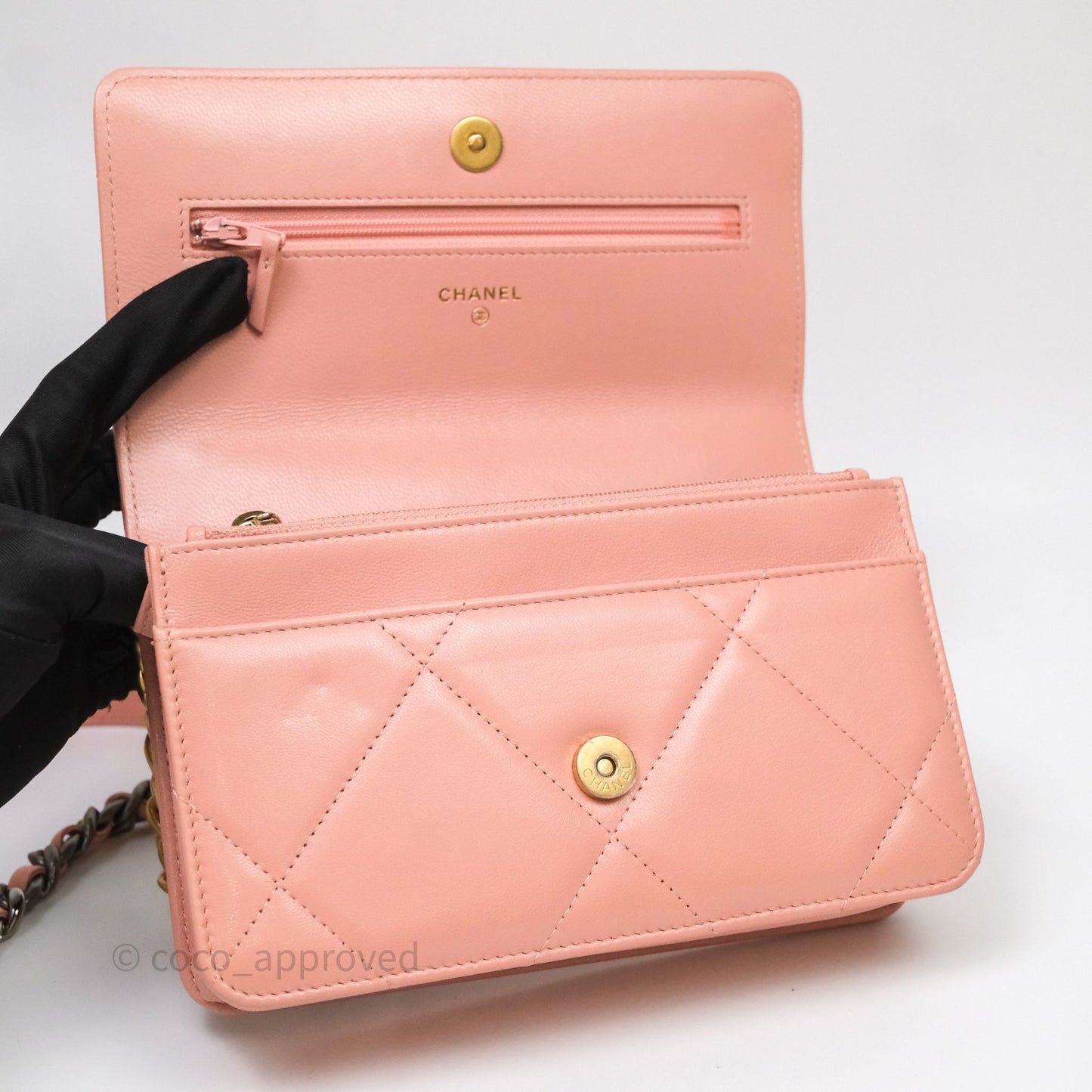 Chanel 19 Wallet on Chain WOC Light Pink Mixed Hardware