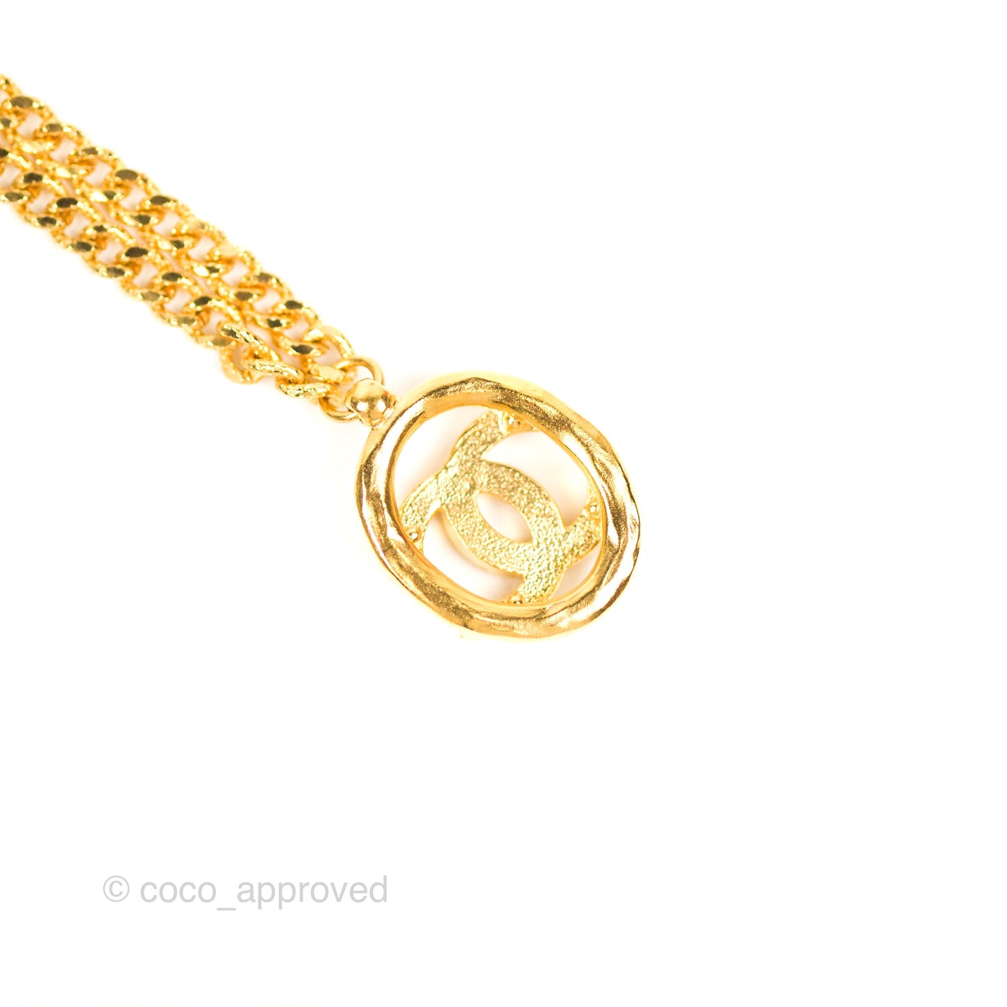 Chanel Oval CC Crystal Drop Necklace Gold Tone 22A
