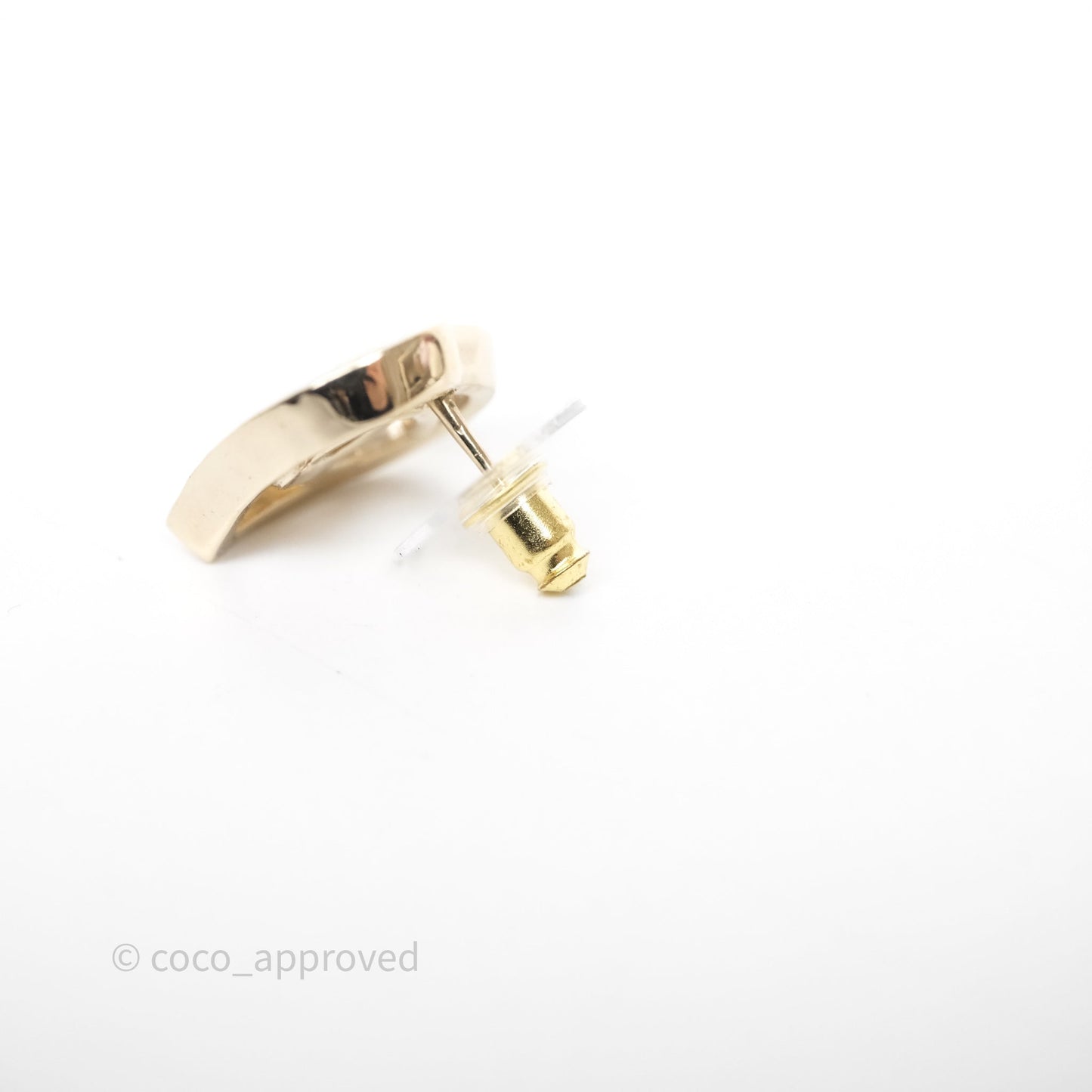 Chanel CC Heart Earrings Gold Tone 22P
