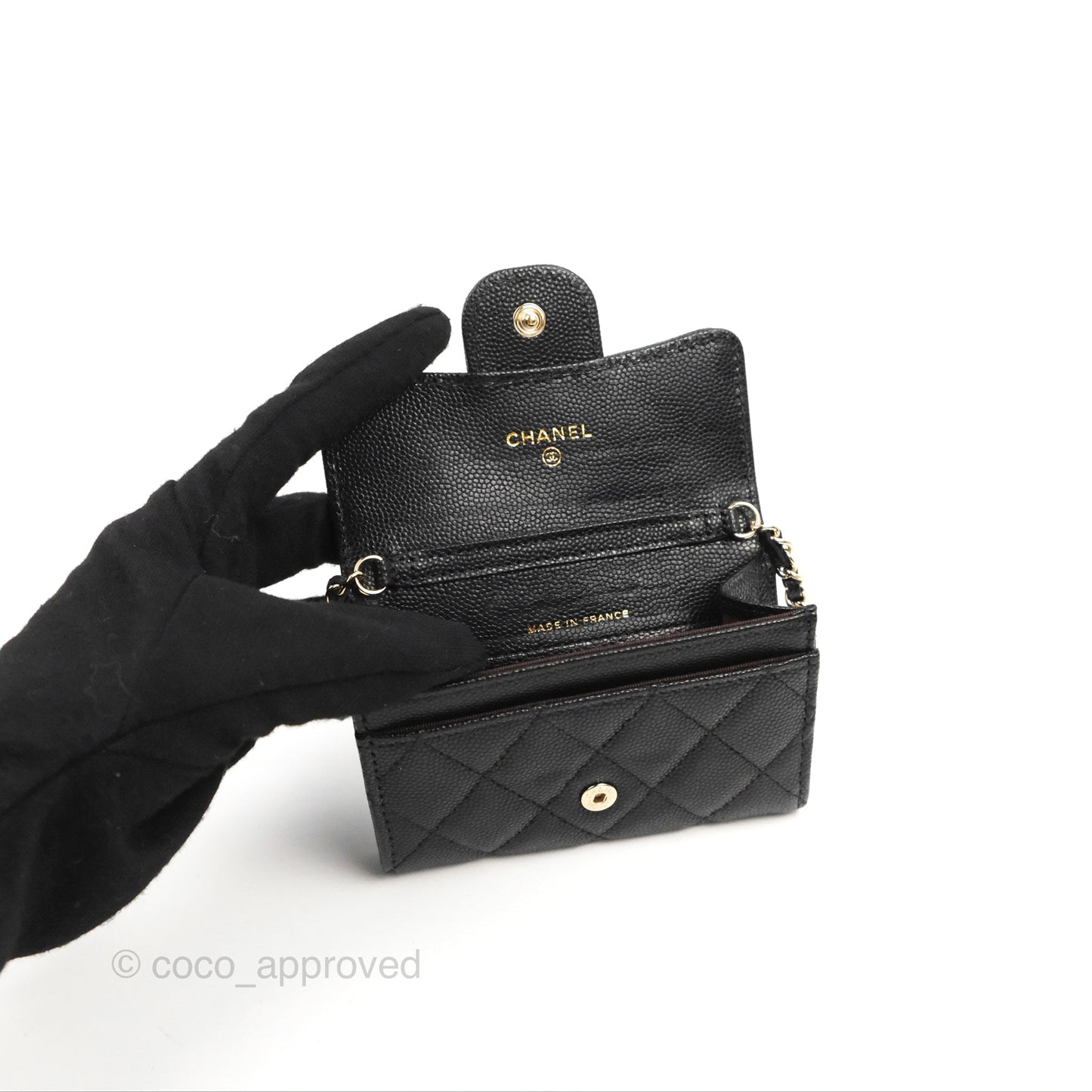 Chanel Card Holder Belt Bag Black Caviar Gold Hardware 21P