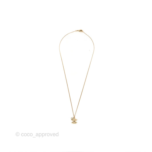 Chanel Crystal CC Necklace Gold Tone 10P