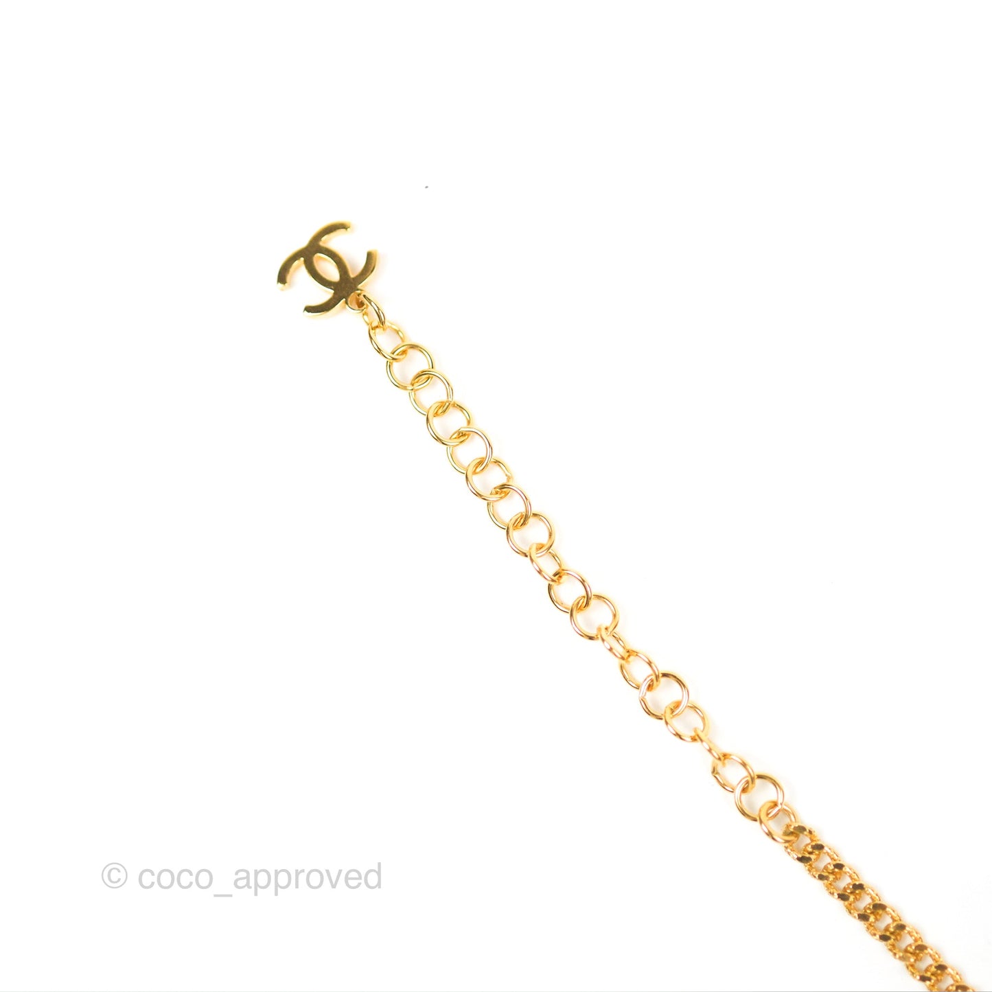 Chanel Oval CC Crystal Drop Necklace Gold Tone 22A