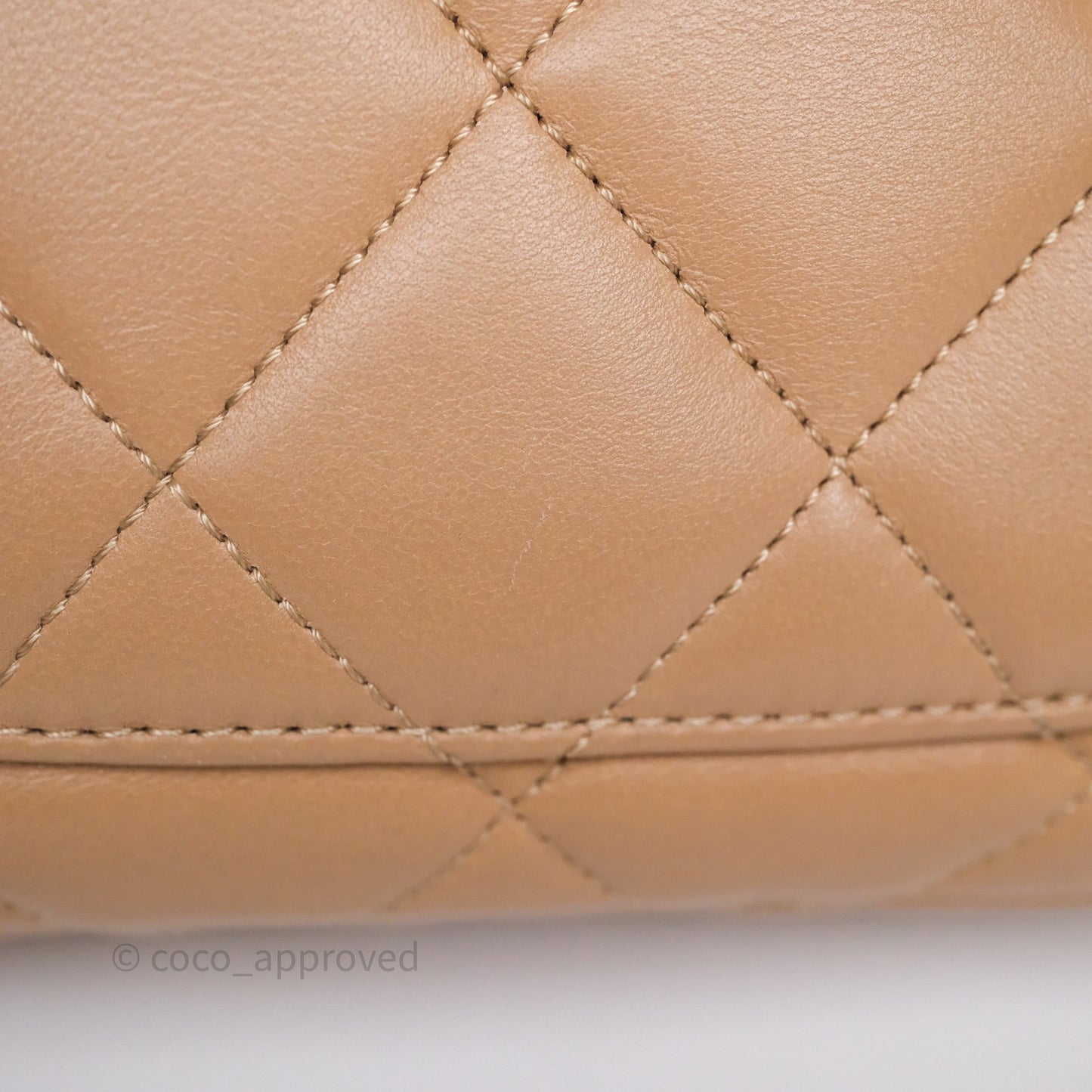 Chanel Small Chunky Chain Flap Bag Lambskin Beige Aged Gold Hardware 22S