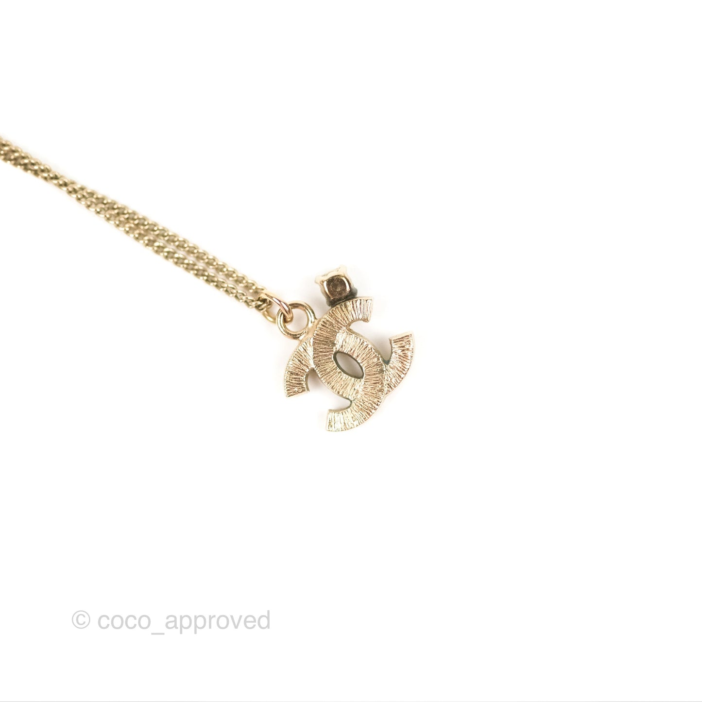 Chanel Crystal CC Necklace Gold Tone 10P