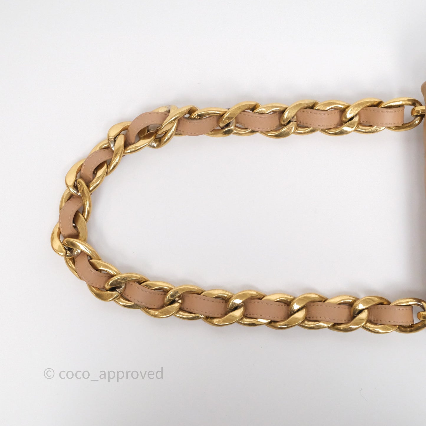Chanel Small Chunky Chain Flap Bag Lambskin Beige Aged Gold Hardware 22S