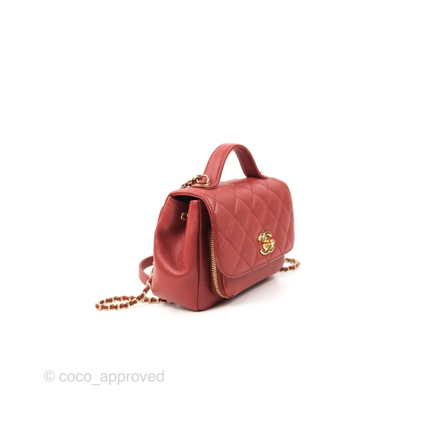Chanel Quilted Small Business Affinity Flap Red Caviar Gold Hardware