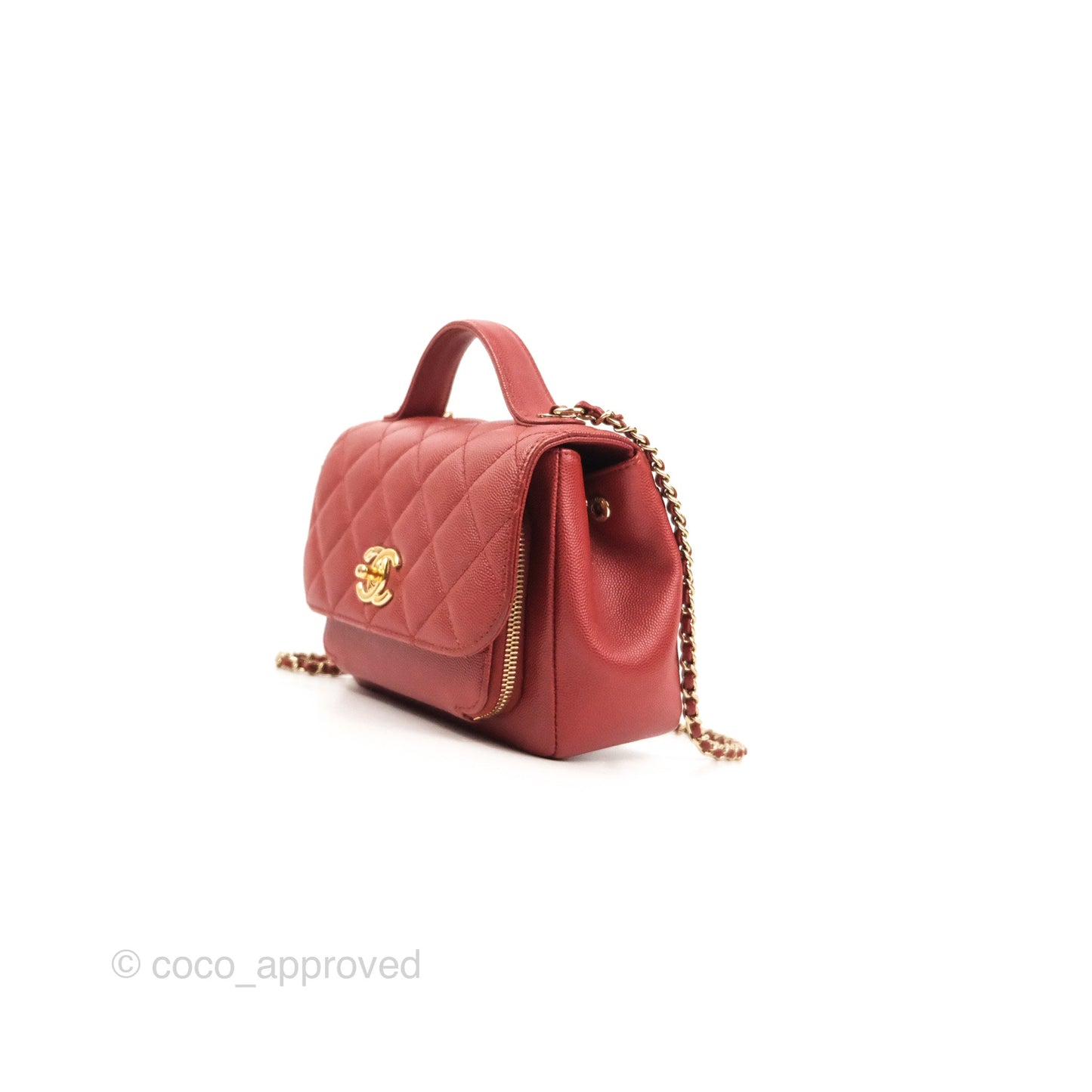Chanel Quilted Small Business Affinity Flap Red Caviar Gold Hardware
