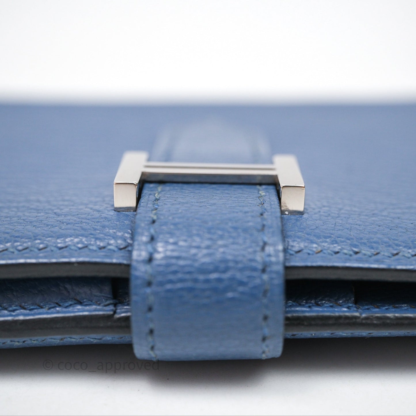 Hermes Bearn Compact Wallet Blue Chevre Mysore Palladium Hardware