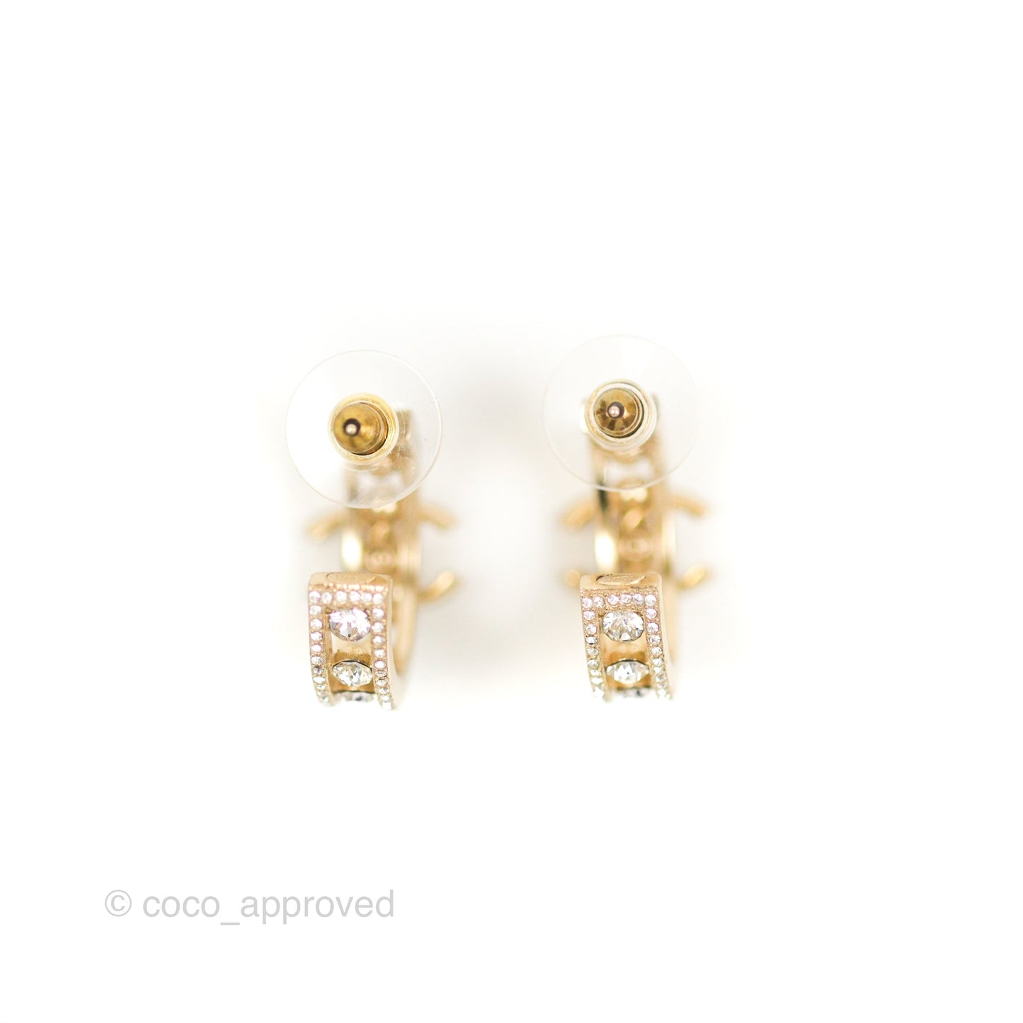 Chanel CC Crystal Hoop Earrings Gold Tone 20K