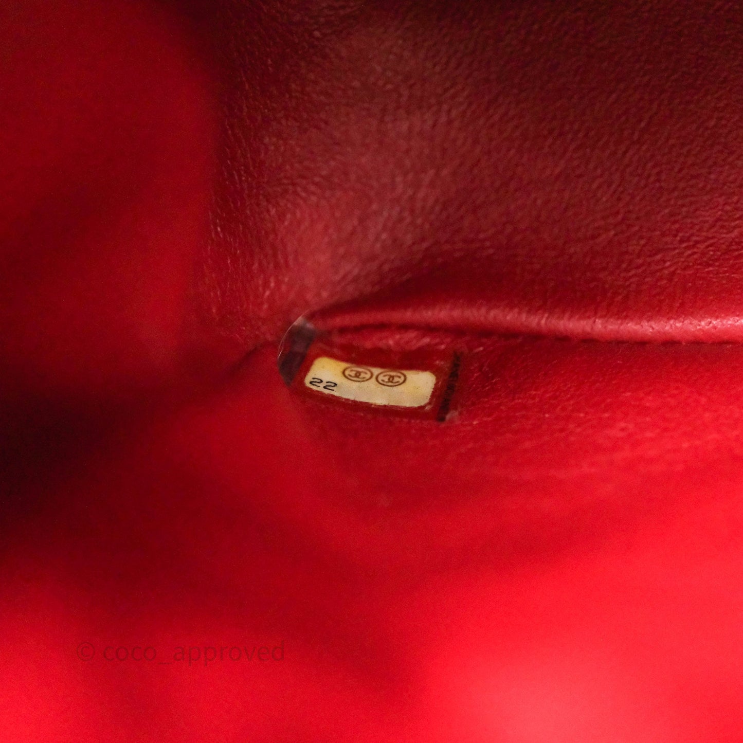 Chanel Mini Square Chervon Red Caviar Silver Hardware