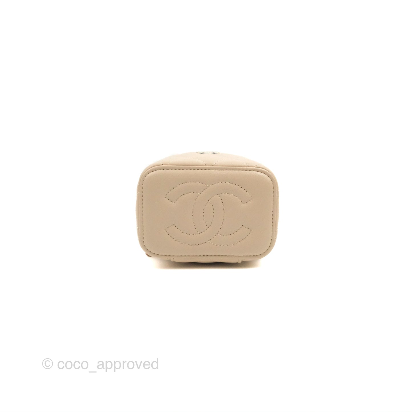Chanel Mini Top Handle Vanity With Chain Ecru/Beige Lambskin Gold Hardware 23P