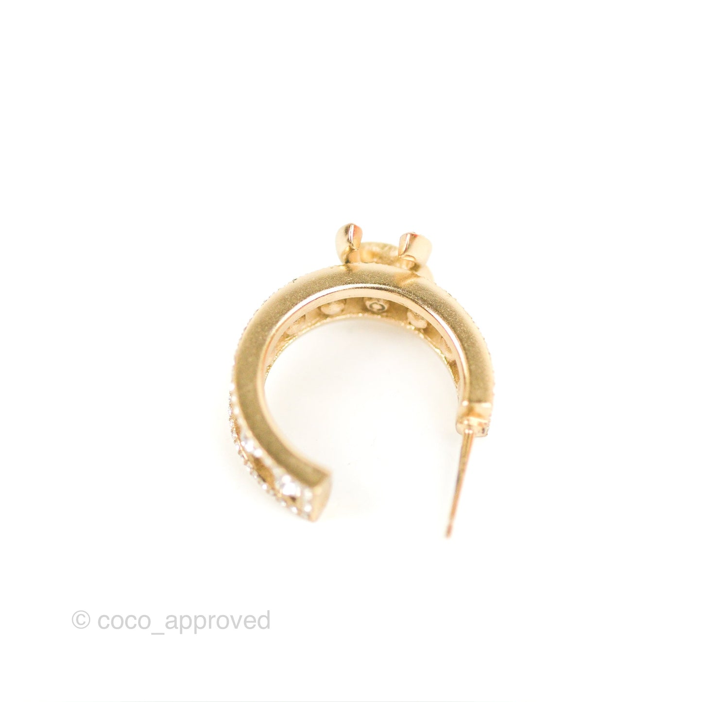 Chanel CC Crystal Hoop Earrings Gold Tone 20K