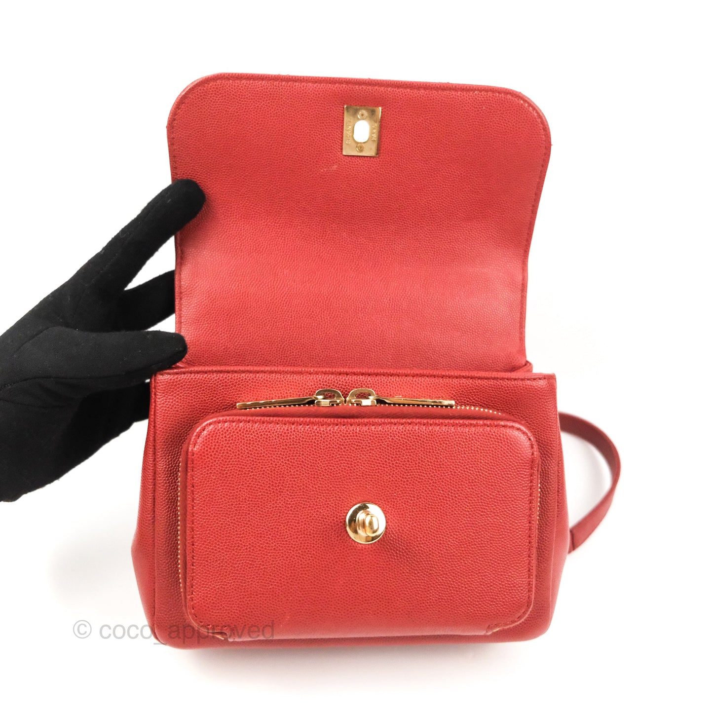 Chanel Quilted Small Business Affinity Flap Red Caviar Gold Hardware
