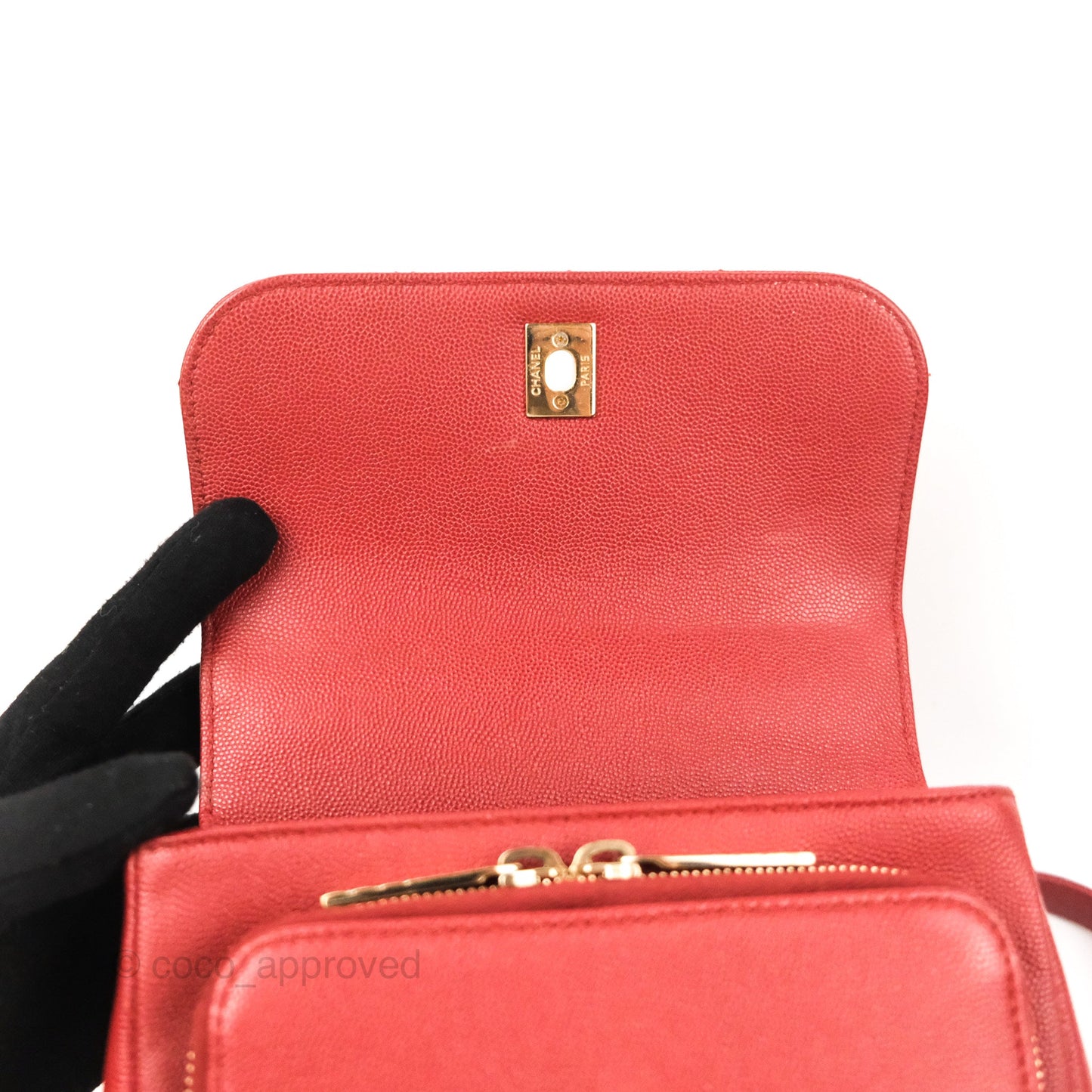 Chanel Quilted Small Business Affinity Flap Red Caviar Gold Hardware