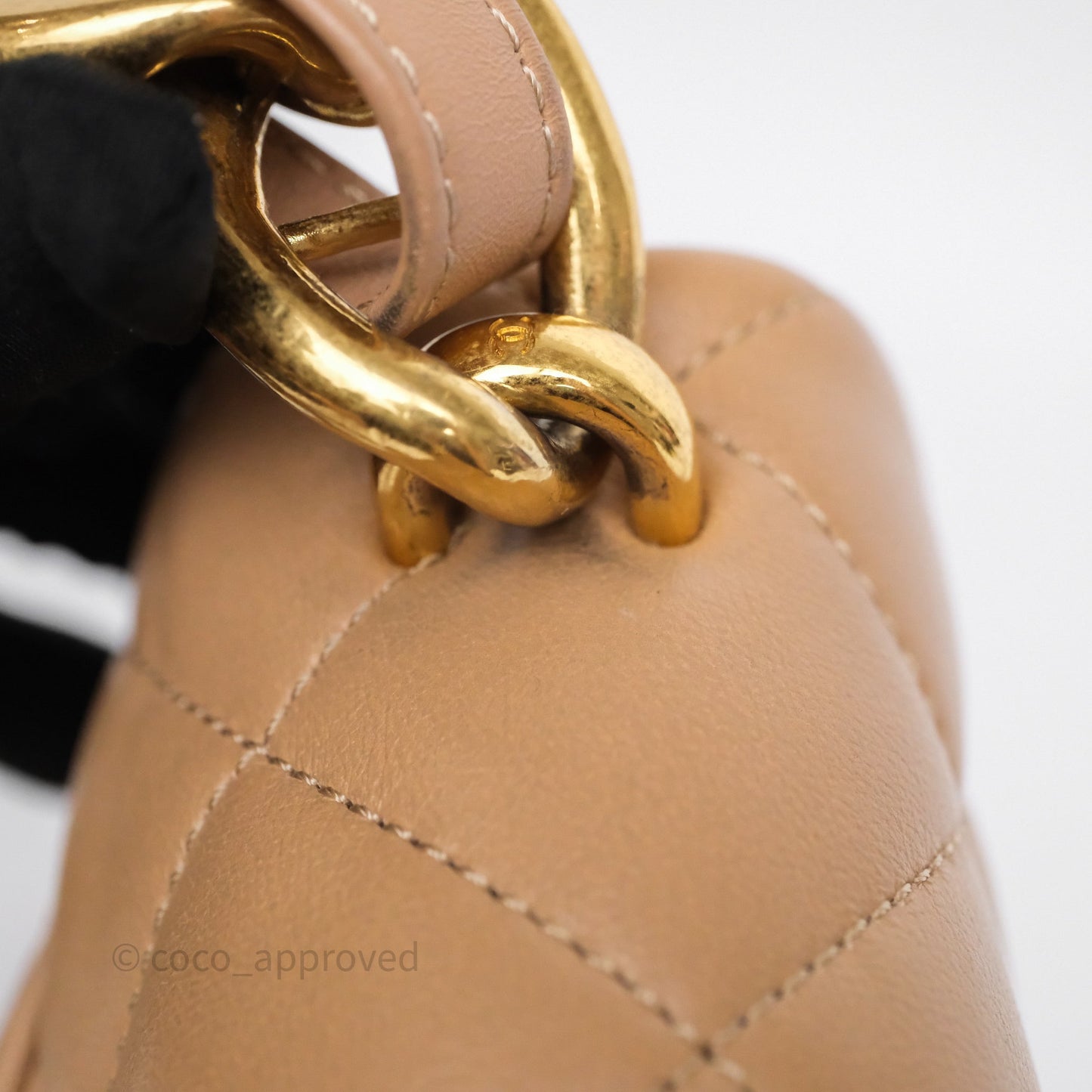Chanel Small Chunky Chain Flap Bag Lambskin Beige Aged Gold Hardware 22S