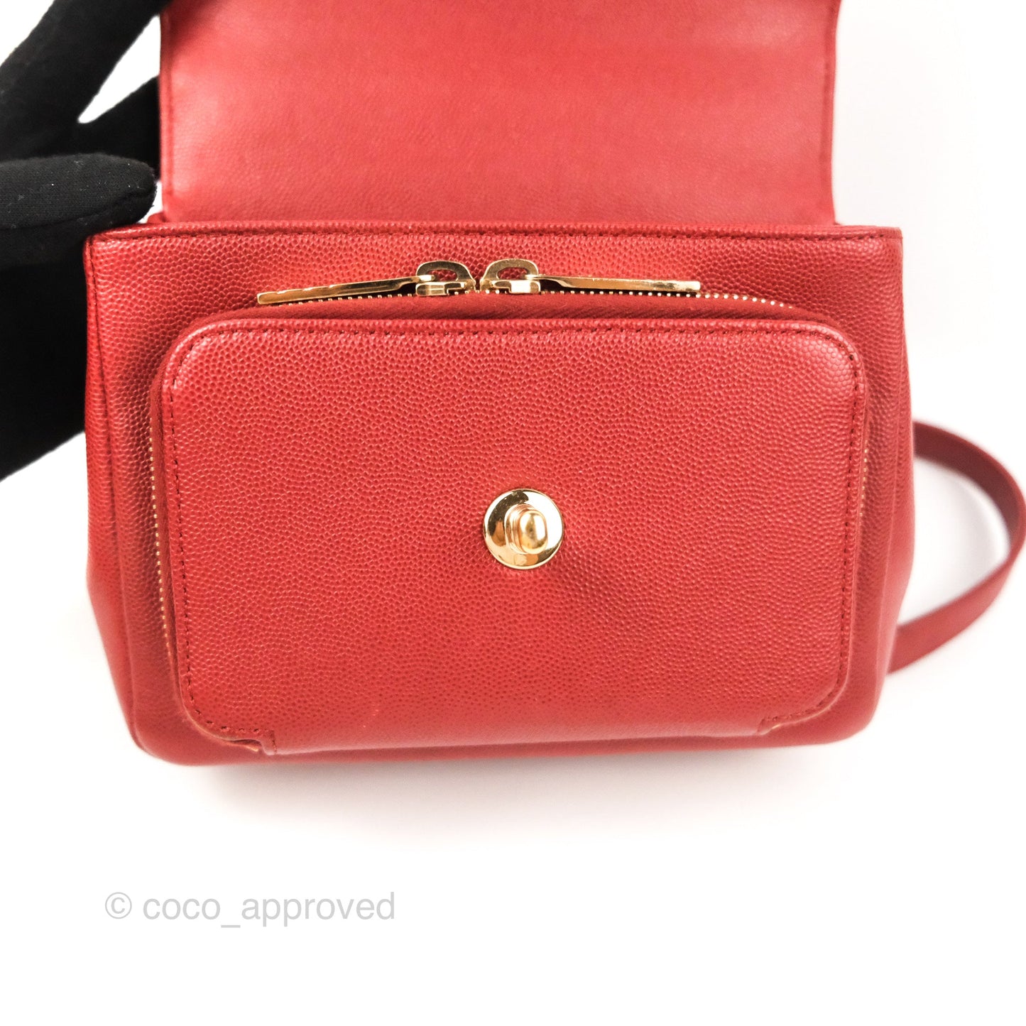 Chanel Quilted Small Business Affinity Flap Red Caviar Gold Hardware