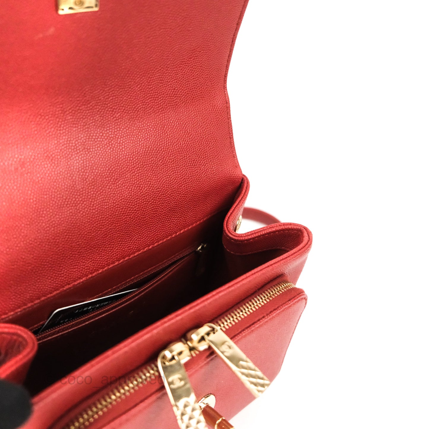 Chanel Quilted Small Business Affinity Flap Red Caviar Gold Hardware
