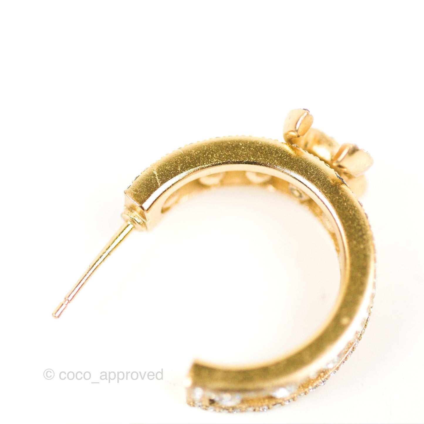 Chanel CC Crystal Hoop Earrings Gold Tone 20K
