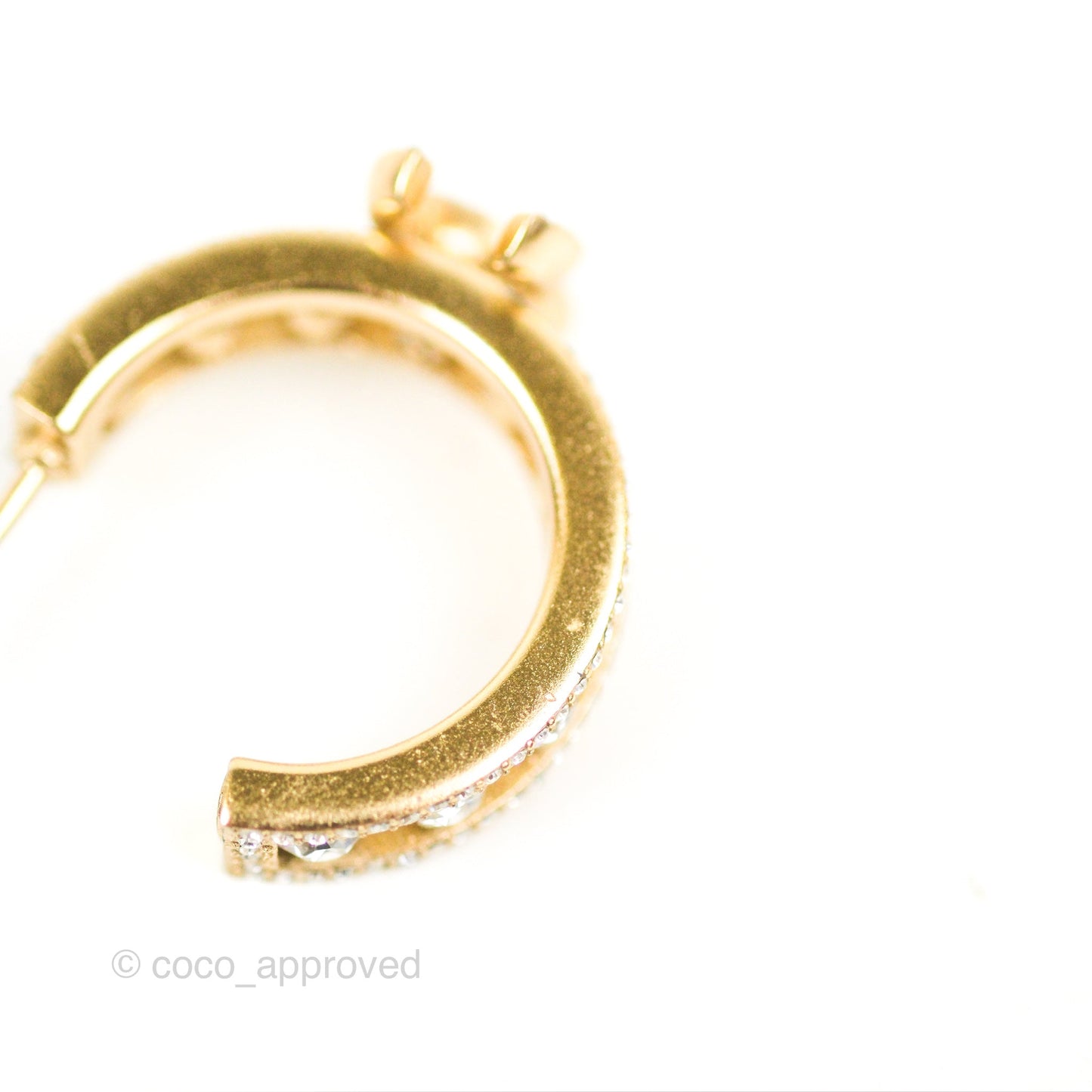Chanel CC Crystal Hoop Earrings Gold Tone 20K