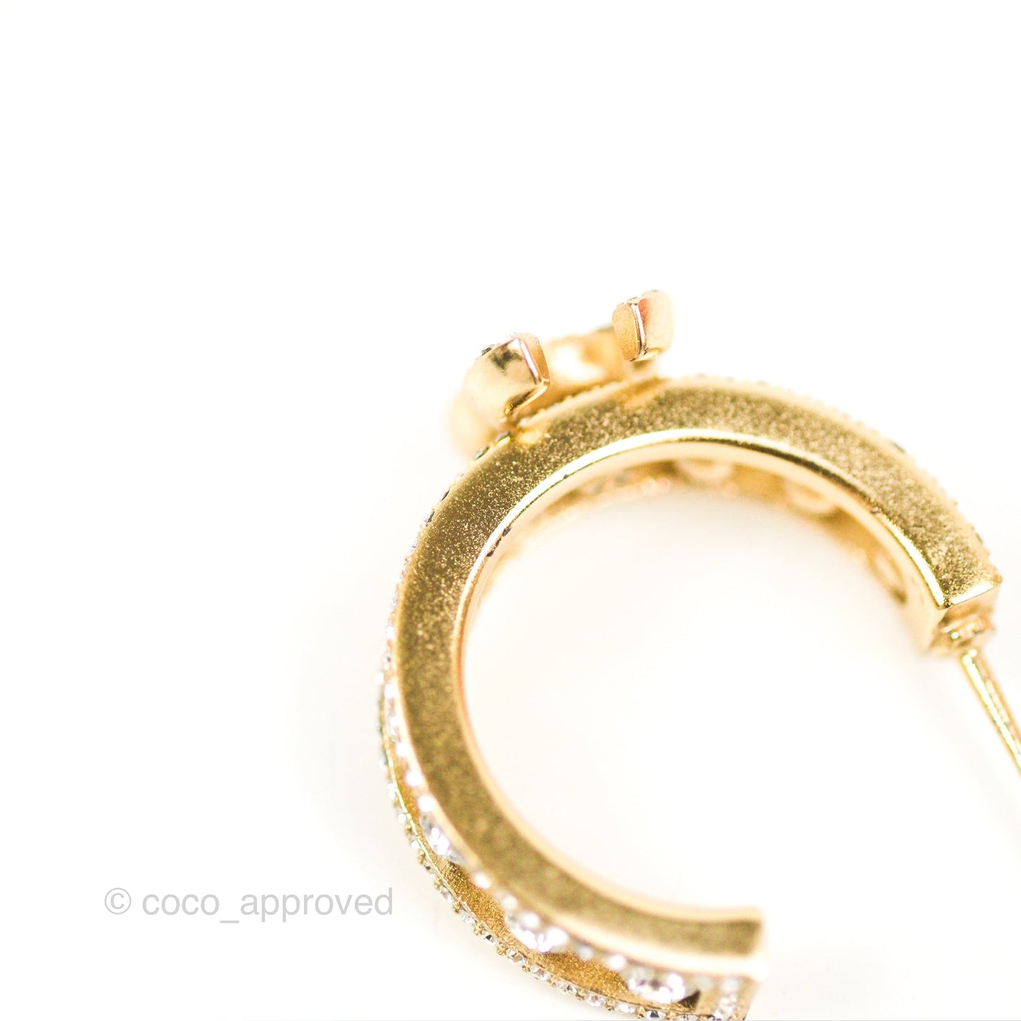 Chanel CC Crystal Hoop Earrings Gold Tone 20K